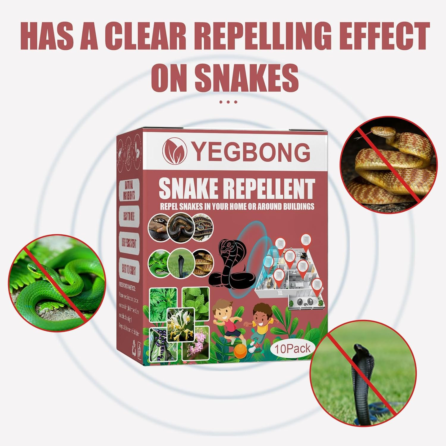 Snake Repellent,Insect Killer Outdoor Snake Repellent Repels Yard Snakes Pet Safe for Lawns, Gardens, Camping and Fishing Repels Snakes and Other Pests（10Pack）