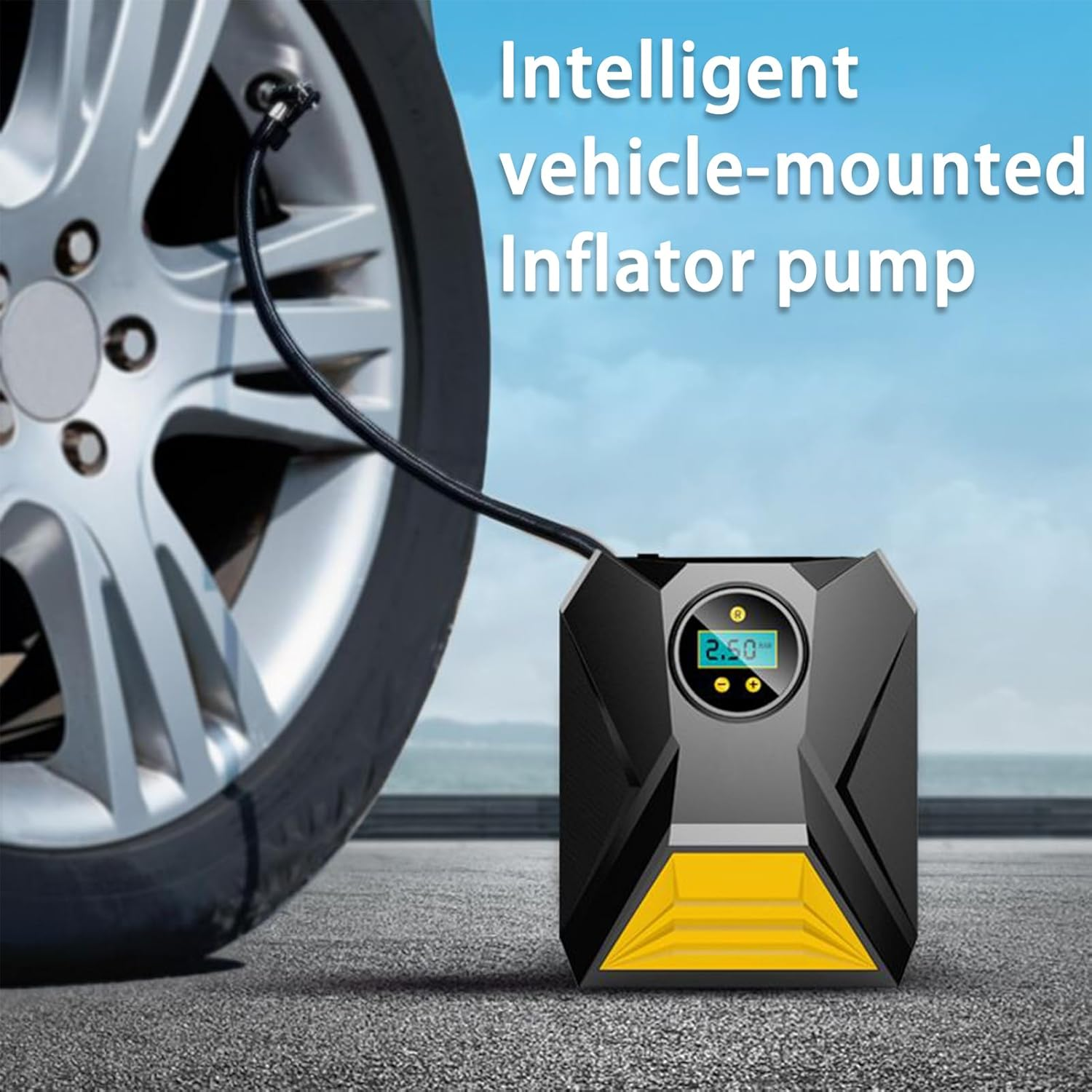 Portable Air Compressor - Portable Tire Inflator for Car,12V Electric Cordless Tyre Pressure Digital Display for Bike Balls Wheel Truck Bicycle Motorcycle Automotive