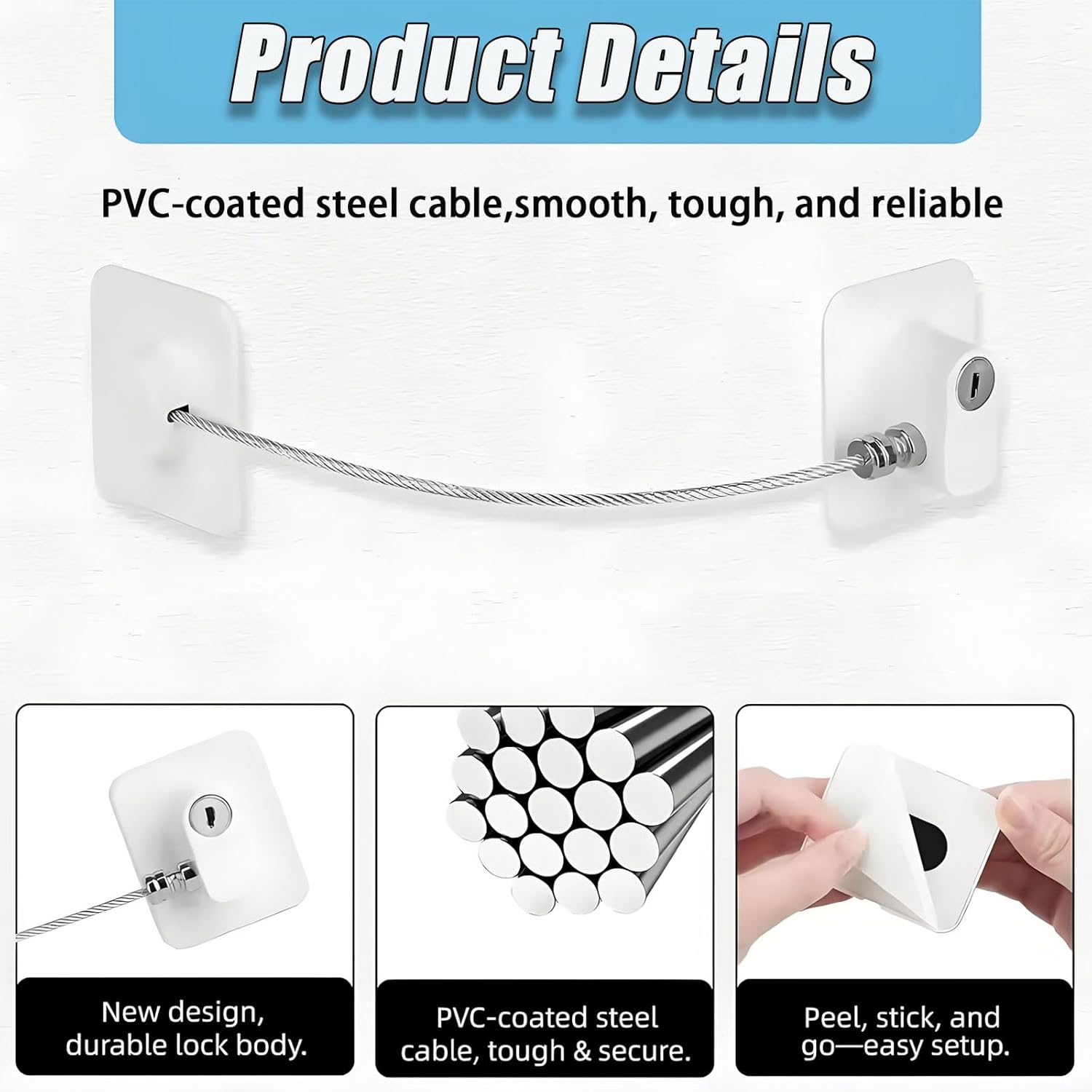 4Pack Refrigerator Locks with Keys,Self Adhesive Baby Proofing Fridge Latch Stainless Steel Zinc Alloy Strong Adhesive Lock for Refrigerators Freezers Dryers Washers Cabinets Drawers Windows