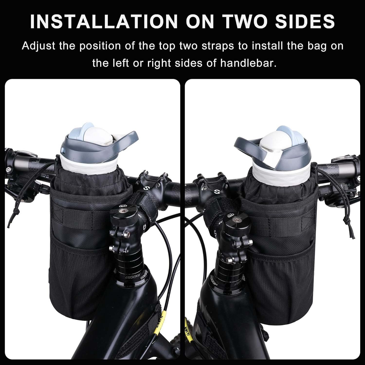 Rhinowalk Bike Handlebar Water Bottle Bag Drink Cup Holder Bicycle Front Insulated Stem Bag image number 2