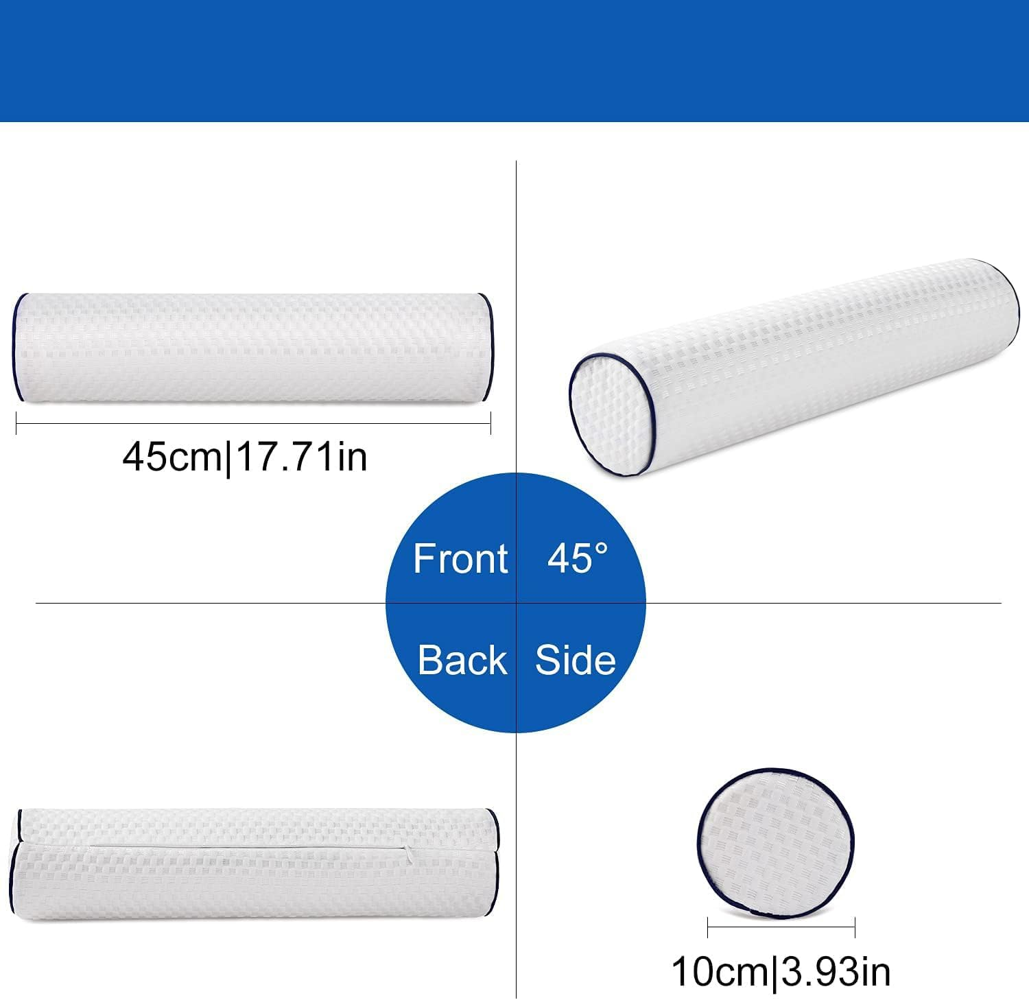 Cervical Pillow Neck Roll Pillow Support Pillow for Ergonomically Designed, Sleeping Memory Foam, Breathable,Comfortable, Alleviates Pain Ideal for Head, Neck, Spine, Lumbar Traction (Dark Blue) image number 1