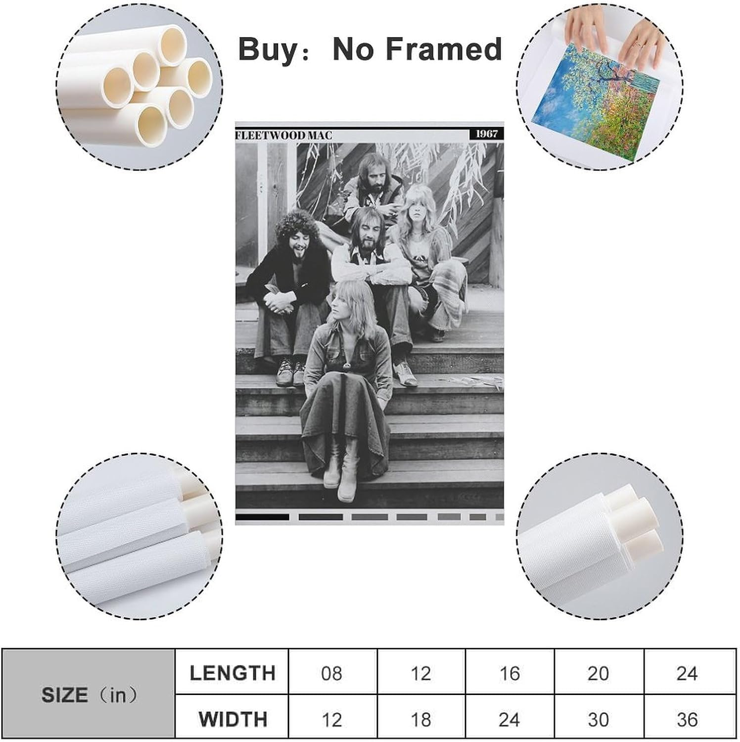 Fleetwood Mac Vintage Poster Canvas Painting Wall Art Picture Home Decor Print for Bedroom Living Room Dorm Study Bar Office 12X18Inch(30X45Cm) image number 3