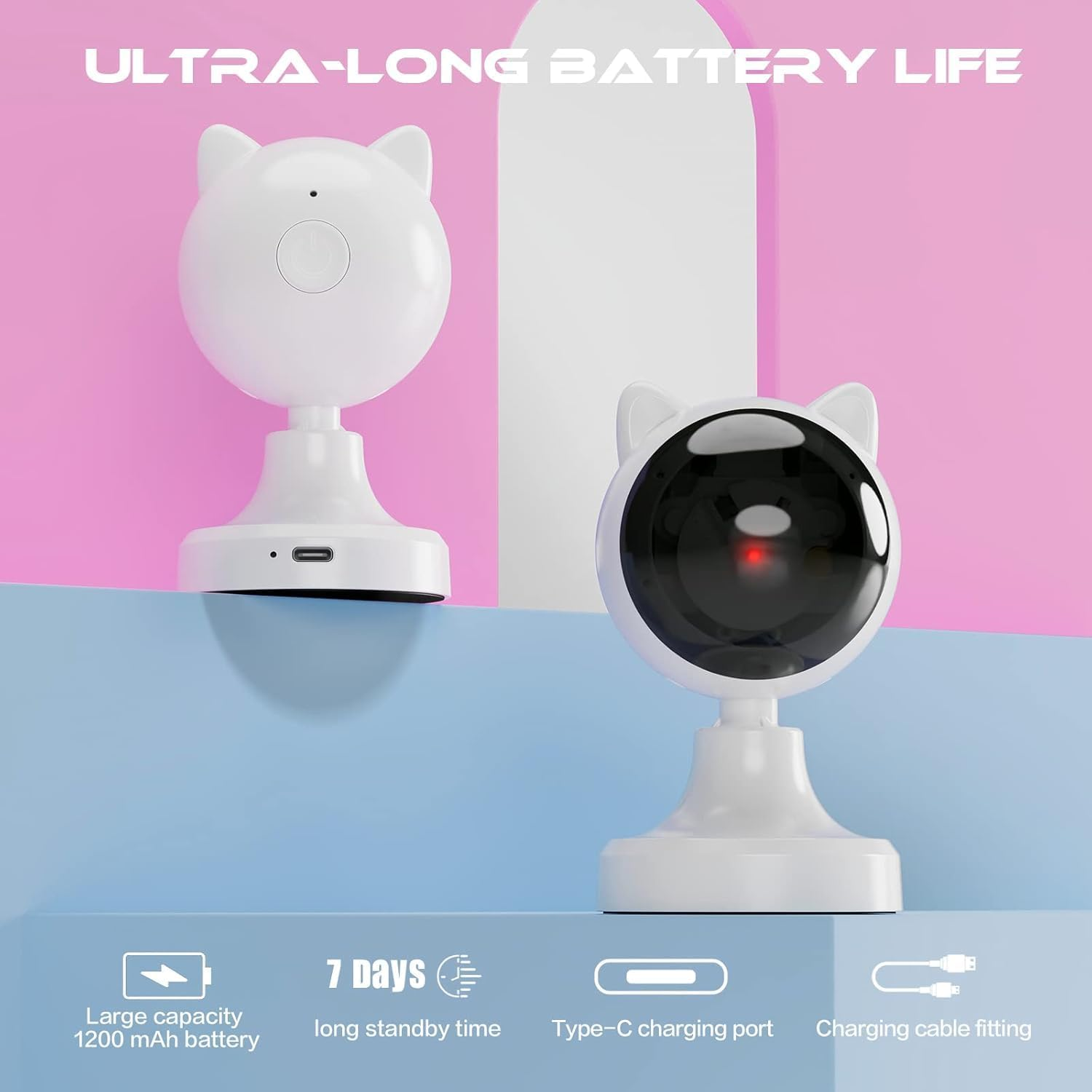 Xversion Automatic Cat Laser Toy, Adjustable Angle, 3 Speed Modes (Fast/Slow/Auto), Interactive Pet Toy for Cats & Dogs, Rechargeable, Smart Laser Teaser for Indoor Play & Exercise (White) image number 1