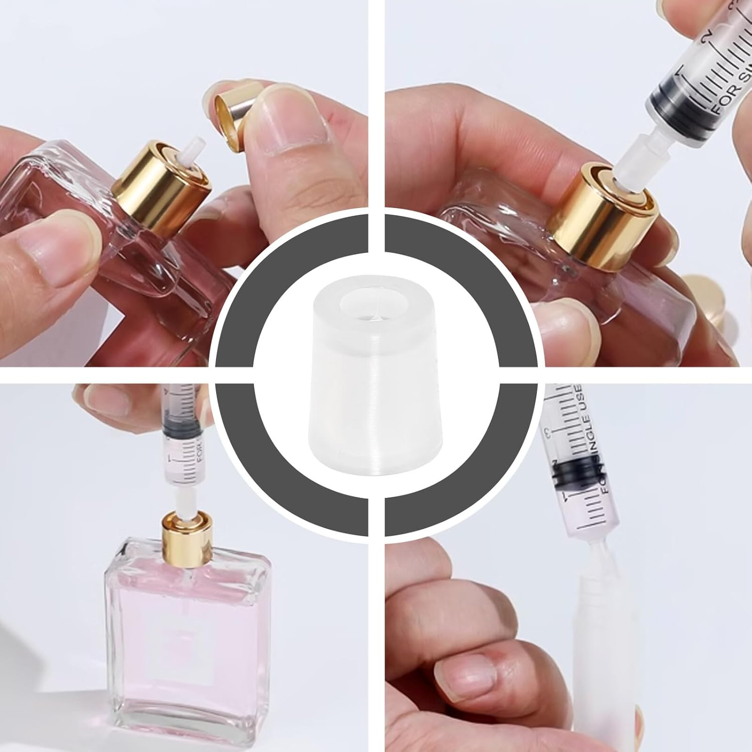 TEHAUX 50Pcs Perfume Syringe Adapter Liquid Dispenser Transfer Adapter for Refill Applicator Syringe Suitable for Travel and Cosmetic Use