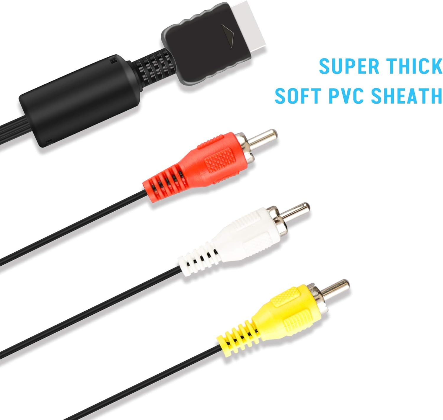 6Ft AV Cable for PS2 PS1 PS3, AV to RCA Composite Audio Video TV Cord Compatible with Playstation 1 2 3 image number 2
