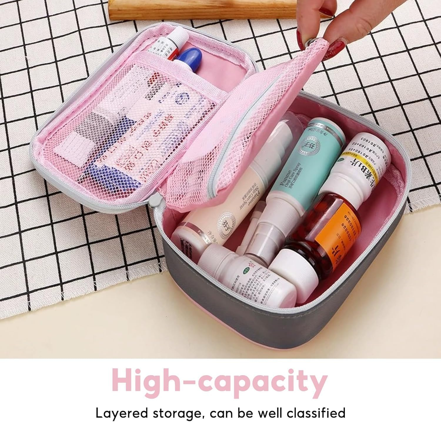 Portable First Aid Bag Medication Storage Bag, 1Pc Empty Travel Medicine Bag, Mini Travel Medicine Pouch,Small Medical Organizer Storage Pouch for Office Travel, Grey image number 4