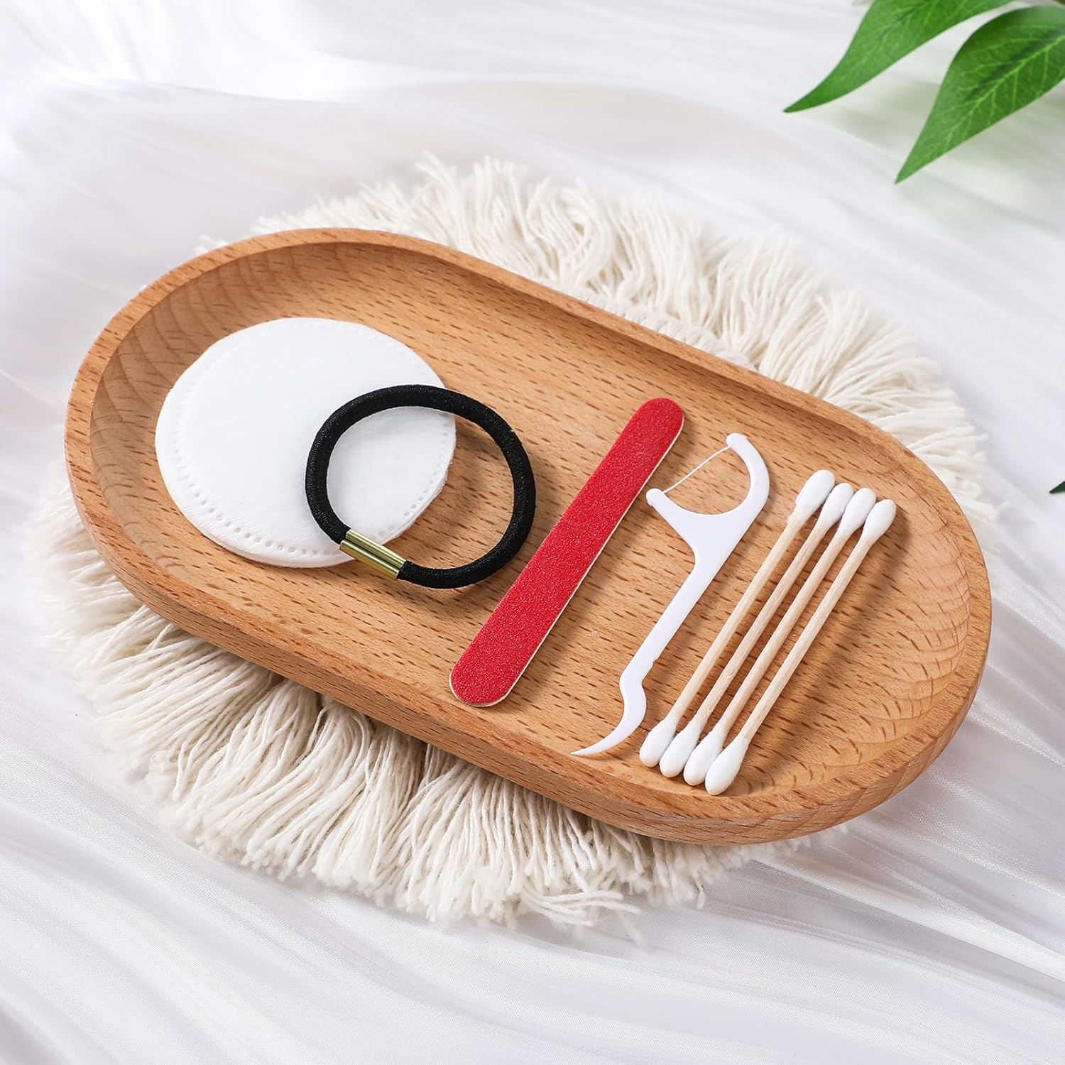 Tondiamo 100 Set Hotel Vanity Kit Individually Wrapped Travel Size Hotel Hospitality Kit Include Disposable Cotton Pads, Cotton Swabs, Hair Tie, Nail File, Dental Floss for Motels Toiletries image number 6