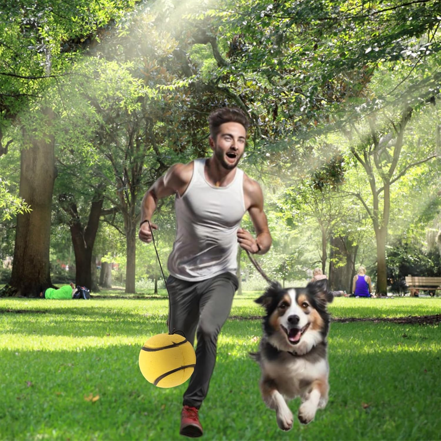 4 PCS Wrist Return Ball Set (Baseball, Soccer, Basketball, Tennis) 1.85 Inch Rubber Sports Ball with Adjustable Elastic String, 4 Balls per Set image number 4