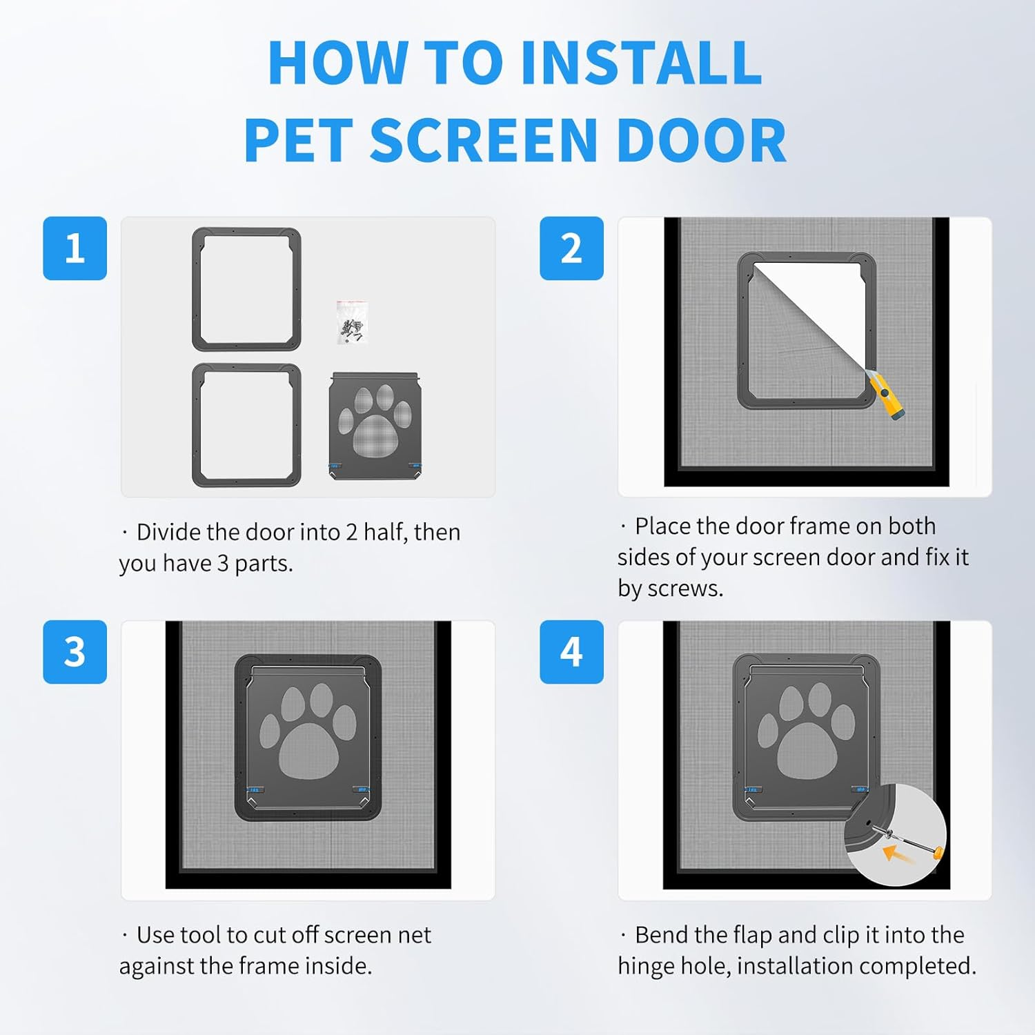NAMSAN Pet Flap Dog Flap Cat Flap for Fly Screen with Magnet Closed image number 2