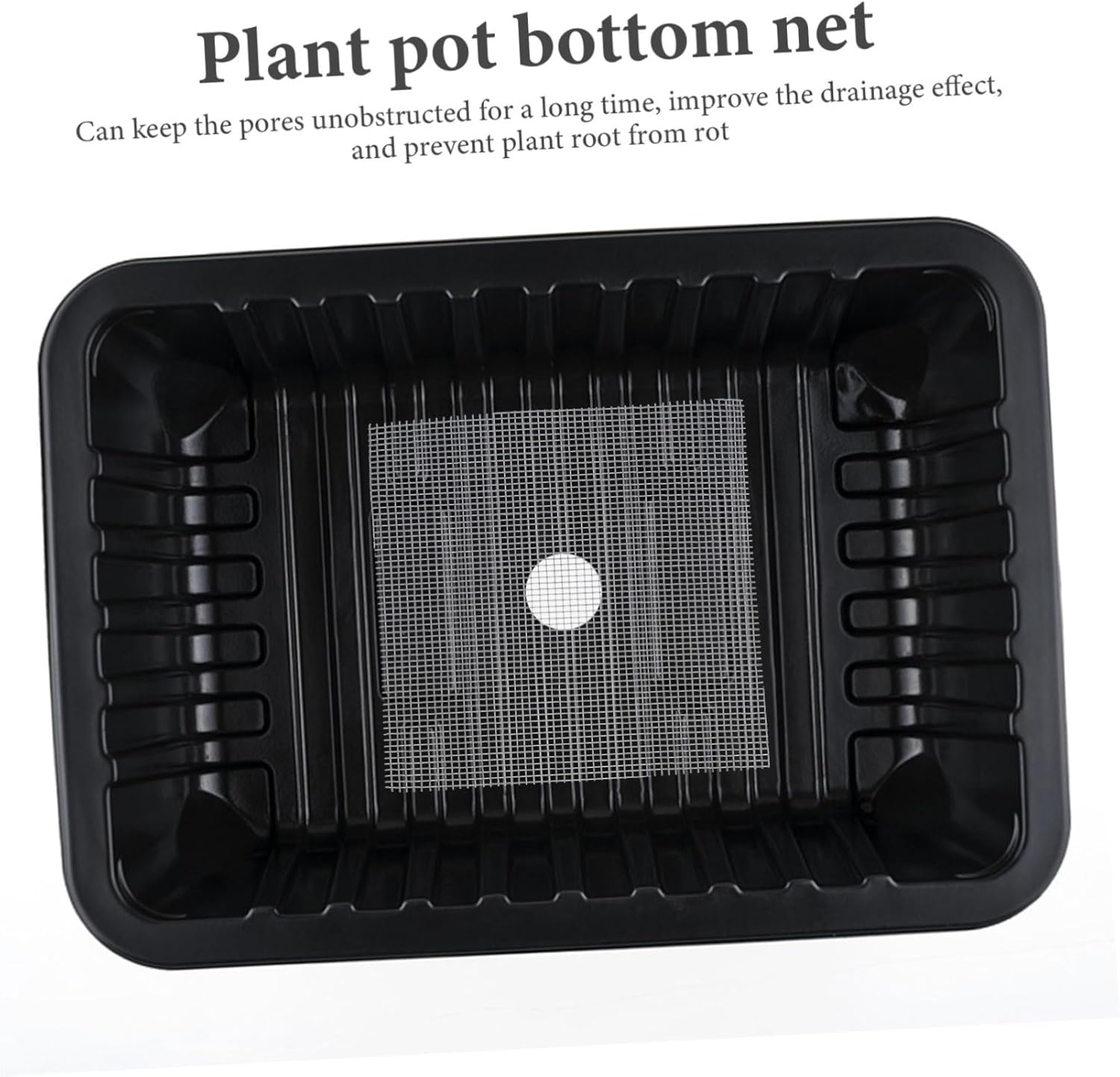 50Pcs Plant Pot Mesh Pads Square Flower Planter Bottom Mat for Retention Drainage Prevents Loss for Gardening and Pots - White image number 2