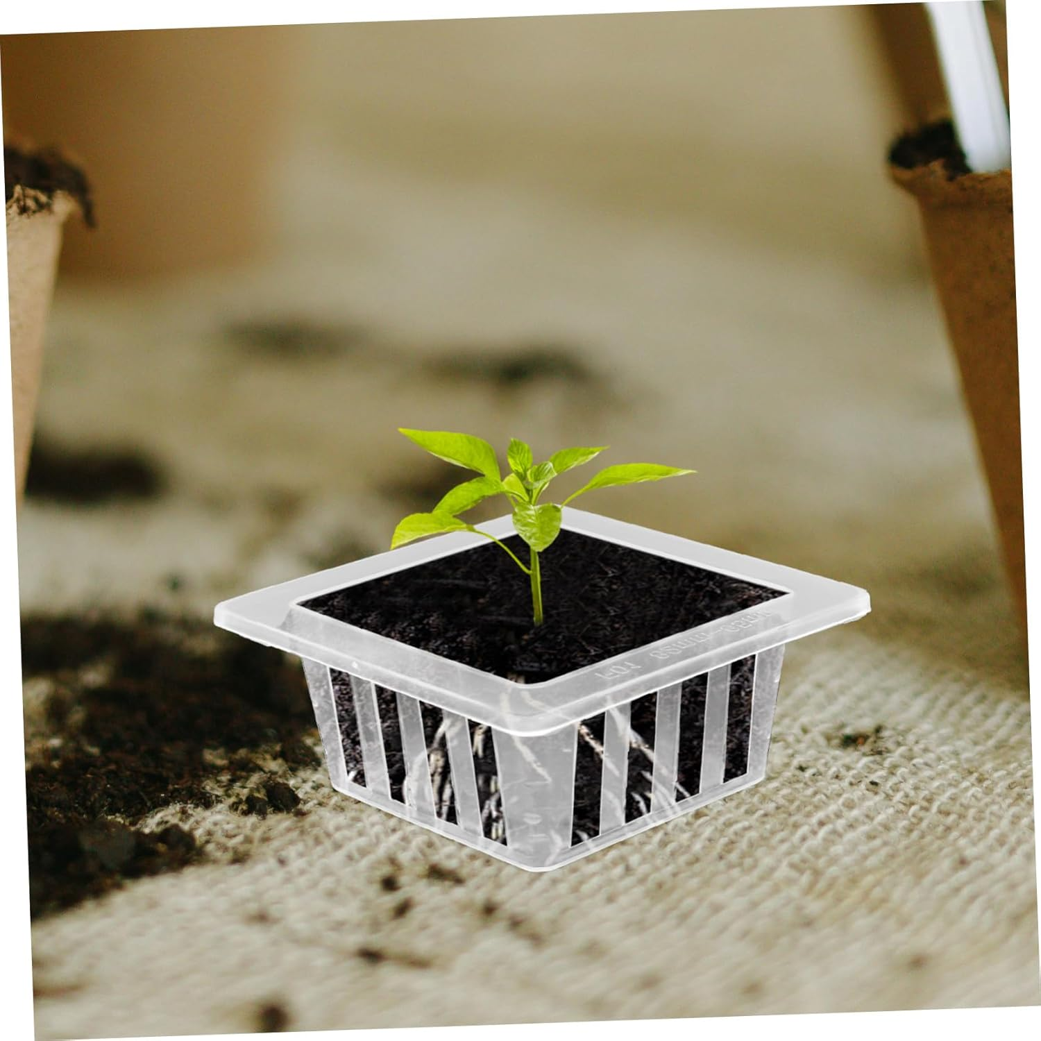 Parliky 20Pcs Square Plastic Mesh Root Baskets for Hydroponic Flower Pots for Plant Propagation and Soilless Gardening image number 6