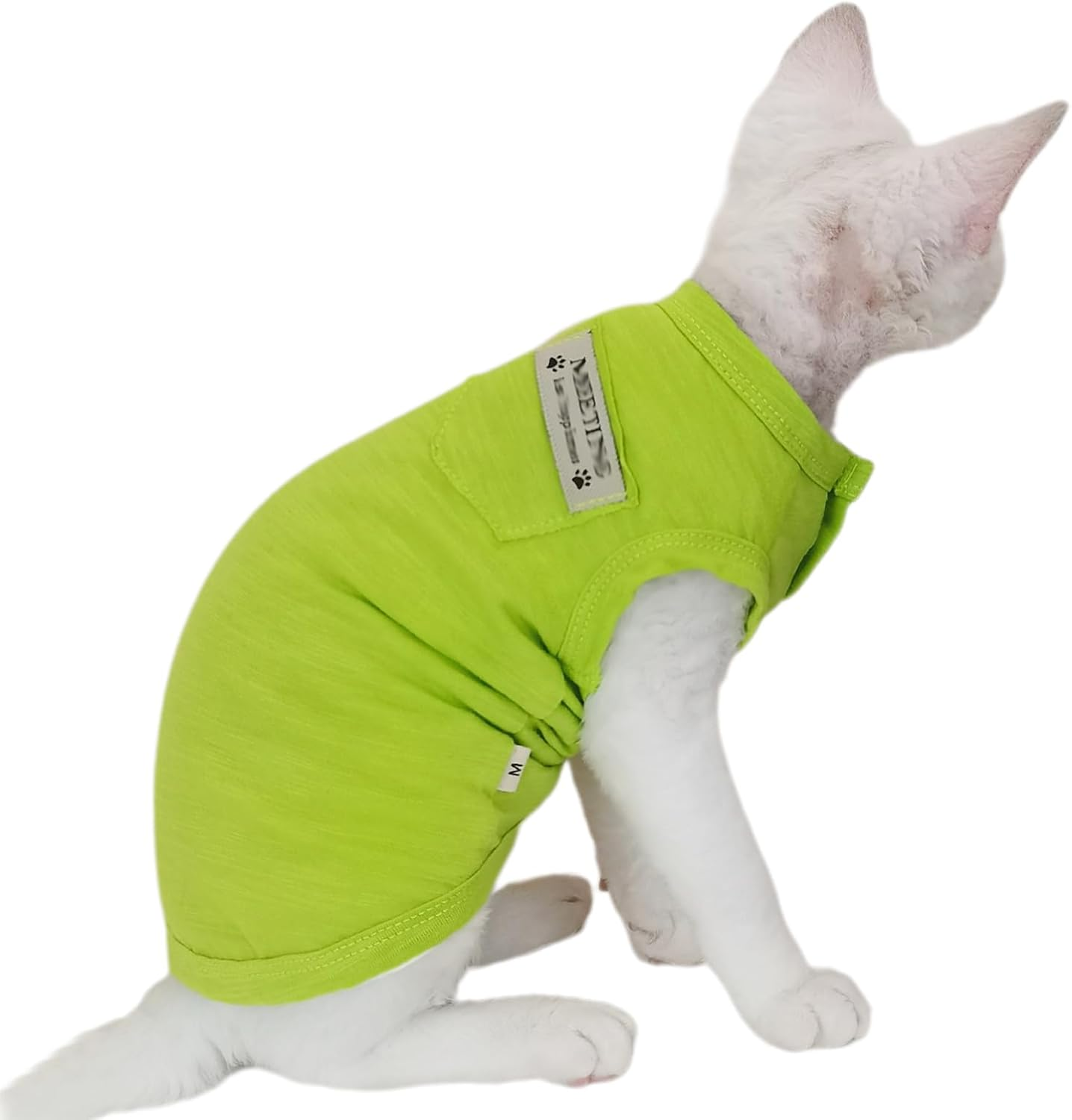 UOSIA Hairless Cat Clothes Summer Cat T-Shirt Breathable Soft Cat Shirts for Cats Only Cotton Pet Pajamas Kitten Vest for Sphynx Cornish Rex Devon Rex Peterbald Small Dogs