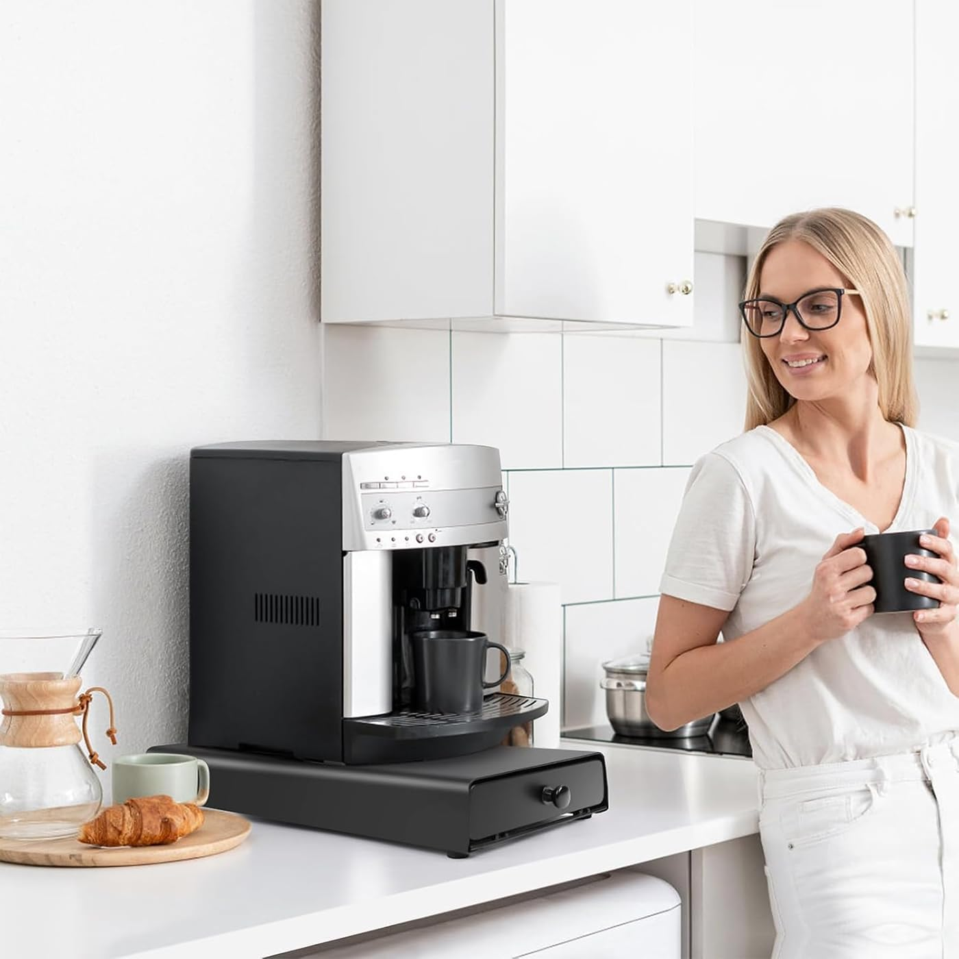 Coffee Pod Capsule Drawer Countertop Organizer Compatible for Nespresso，Metal Coffee Pod Holder 40 Capsules Capacity for Office Kitchen Counter image number 2