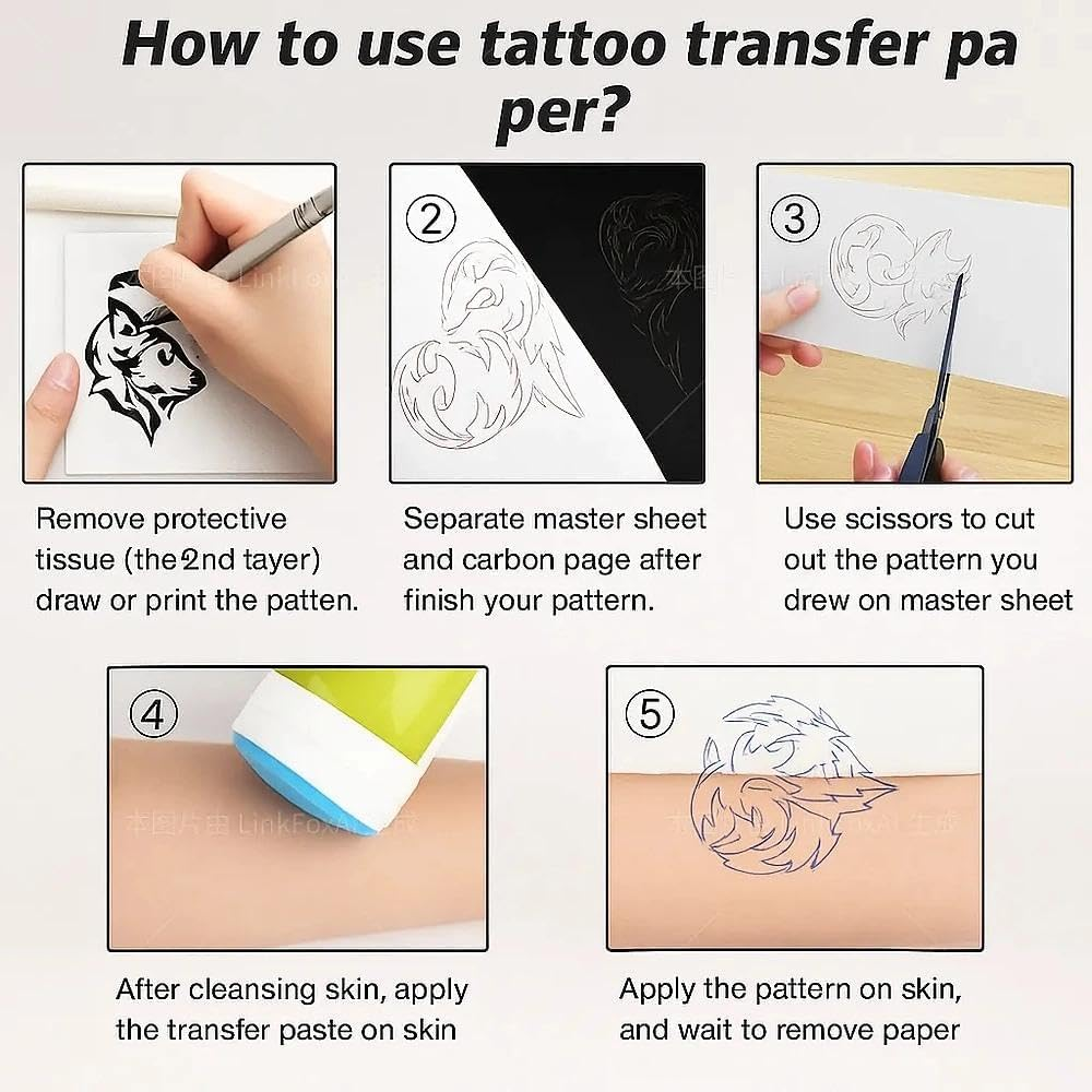 CRFY Tattoo Practice Skin with Transfer Paper &ndash; 10PCS Fake Skin (7.4&times;5.6 Inch) and 30PCS Transfer Stencil Paper Kit for Beginners & Professionals image number 1