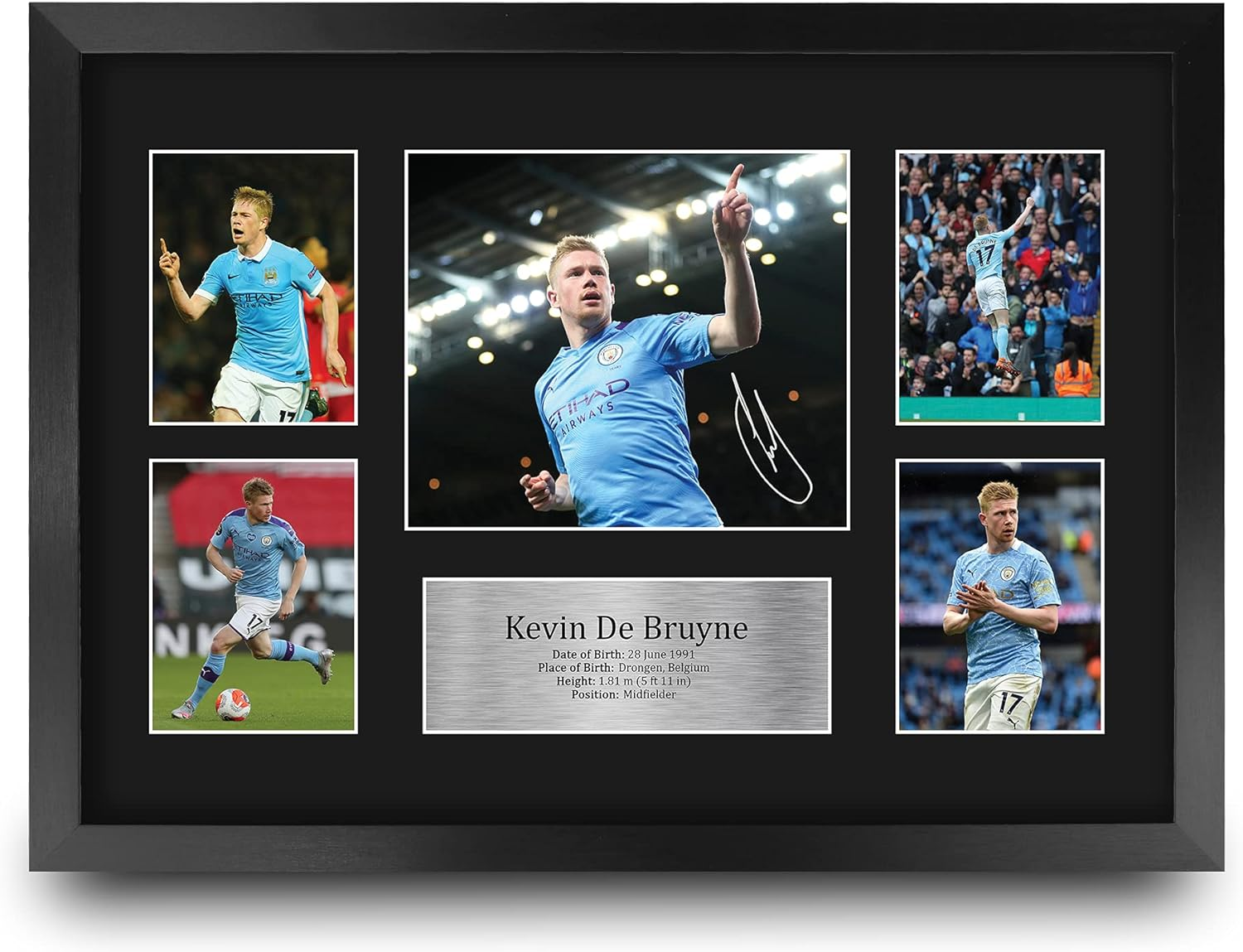 HWC Trading Kevin De Bruyne Manchester City Printed Memorabilia Signed Autograph Photograph Display for Football Fans and Supporters - A2 Framed