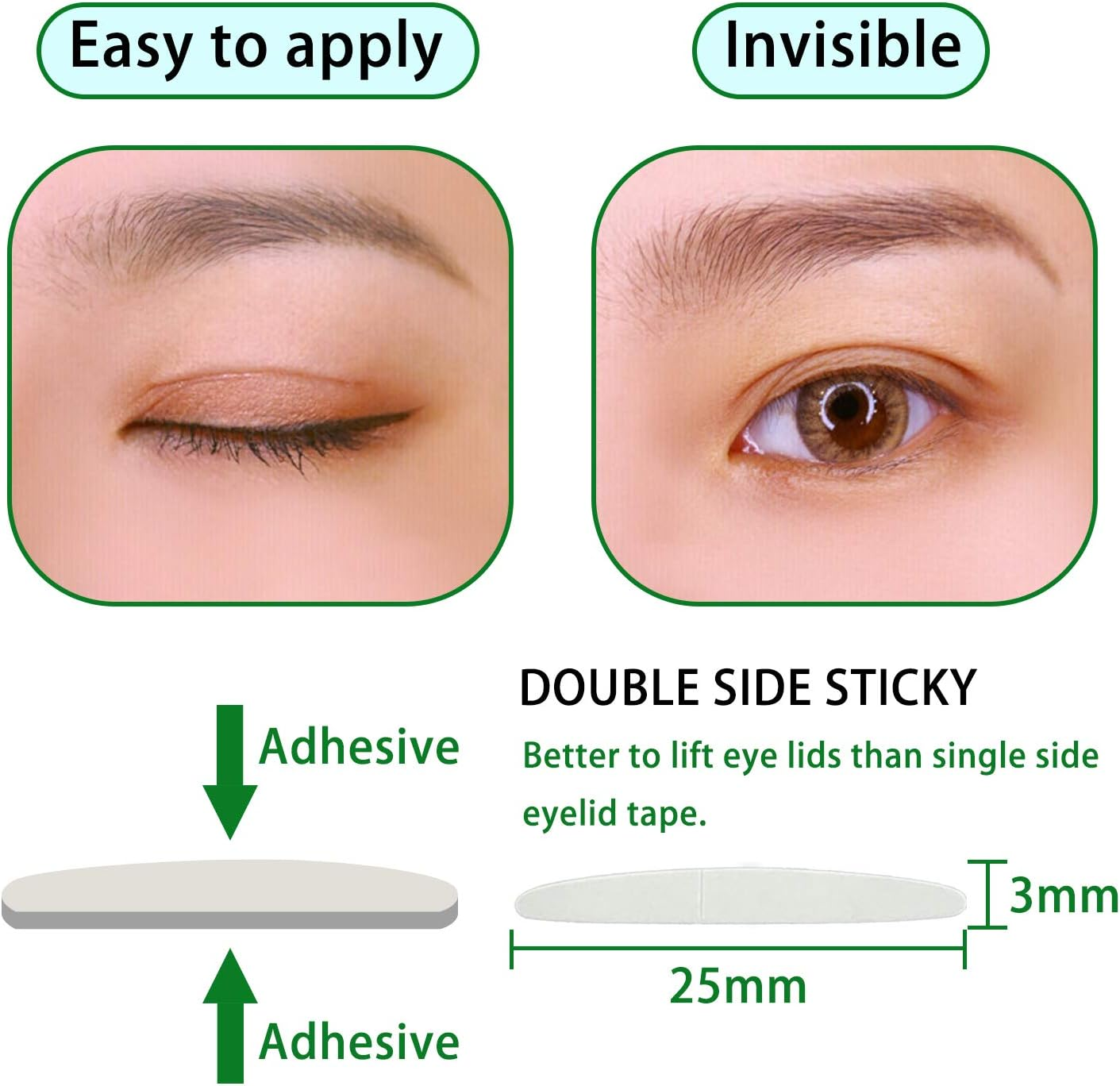 2 Packs Invisible Double Side Eyelid Tapes Stickers, Medical-Use Adhesive Eyelid Strips, Instant Eye Lift without Surgery, Perfect for Hooded, Droopy, Uneven, Mono-Eyelids image number 5