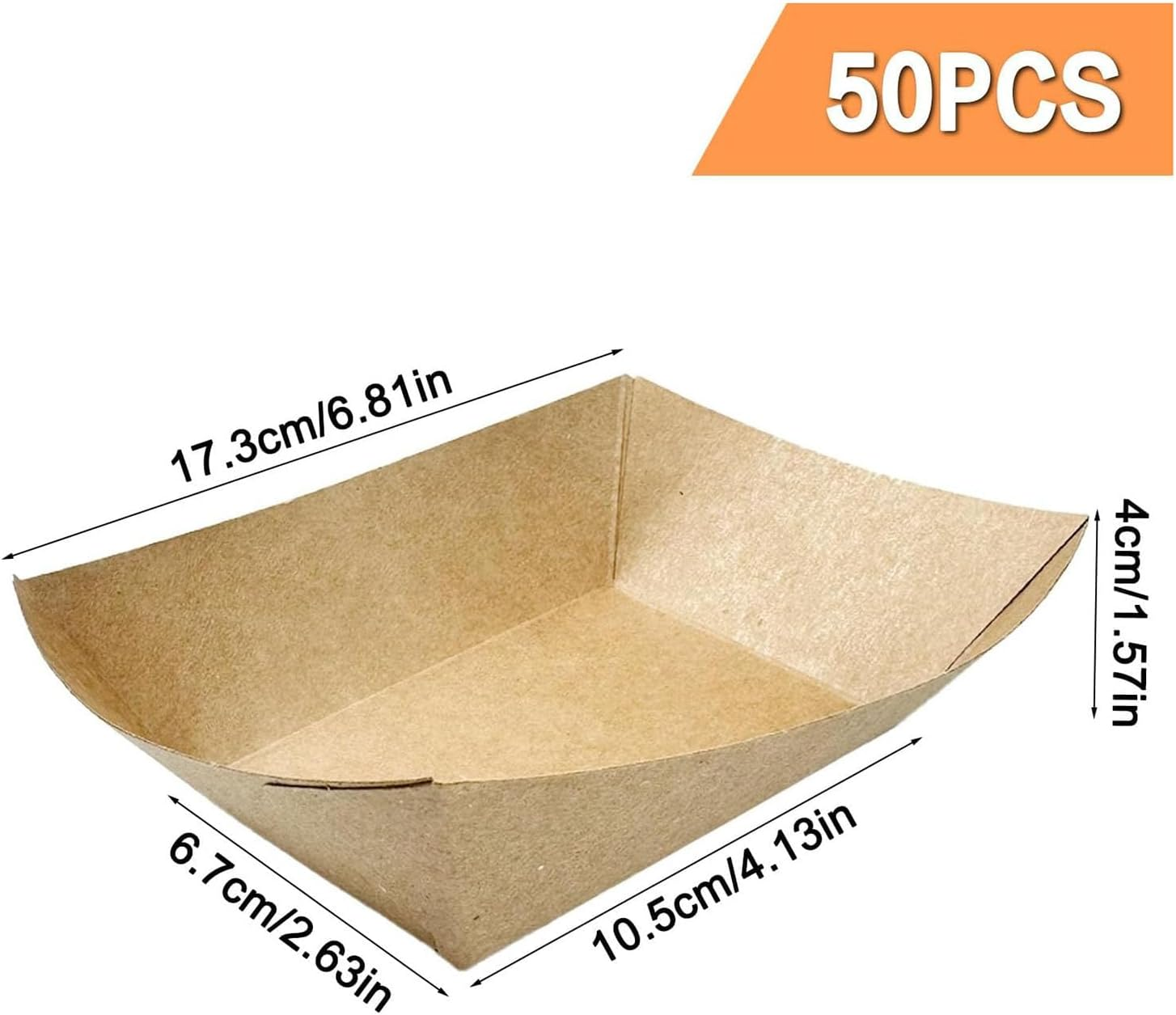 YANGWEN Pack of 50 Kraft Cardboard Bowls, Finger Food Boats, Paper Plates, Snack Bowls, Finger Food Bowl for Chips, Snacks, Macaroons and Other Foods image number 4