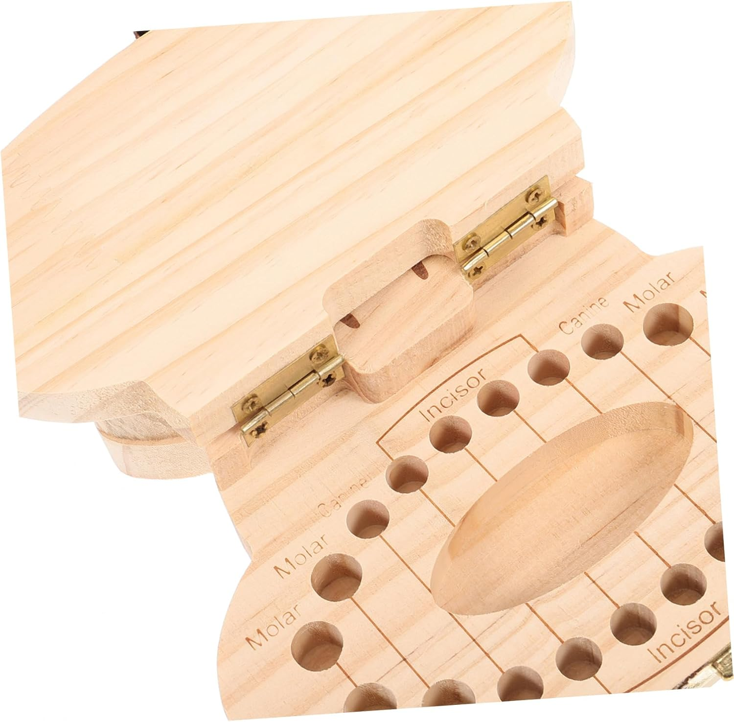 Boys and Girls Tooth Storage Box and Baby Tooth Case Wooden Cartoon Hippo Design Keepsake Organizer for Newborn Souvenir and Fetal Hair Keepsake image number 3