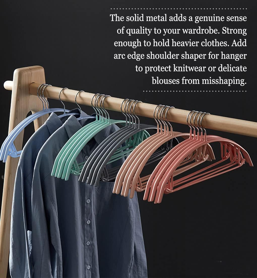 Vivva Clothes Pants Hangers, Coat Hangers Non-Slip Padded Closet Organizer Storage, Pants Hanger, Sweater, Dress, Jacket, No Shoulder Bumps, Not Plastic(Silver Grey, 10Pcs) - Beige image number 3