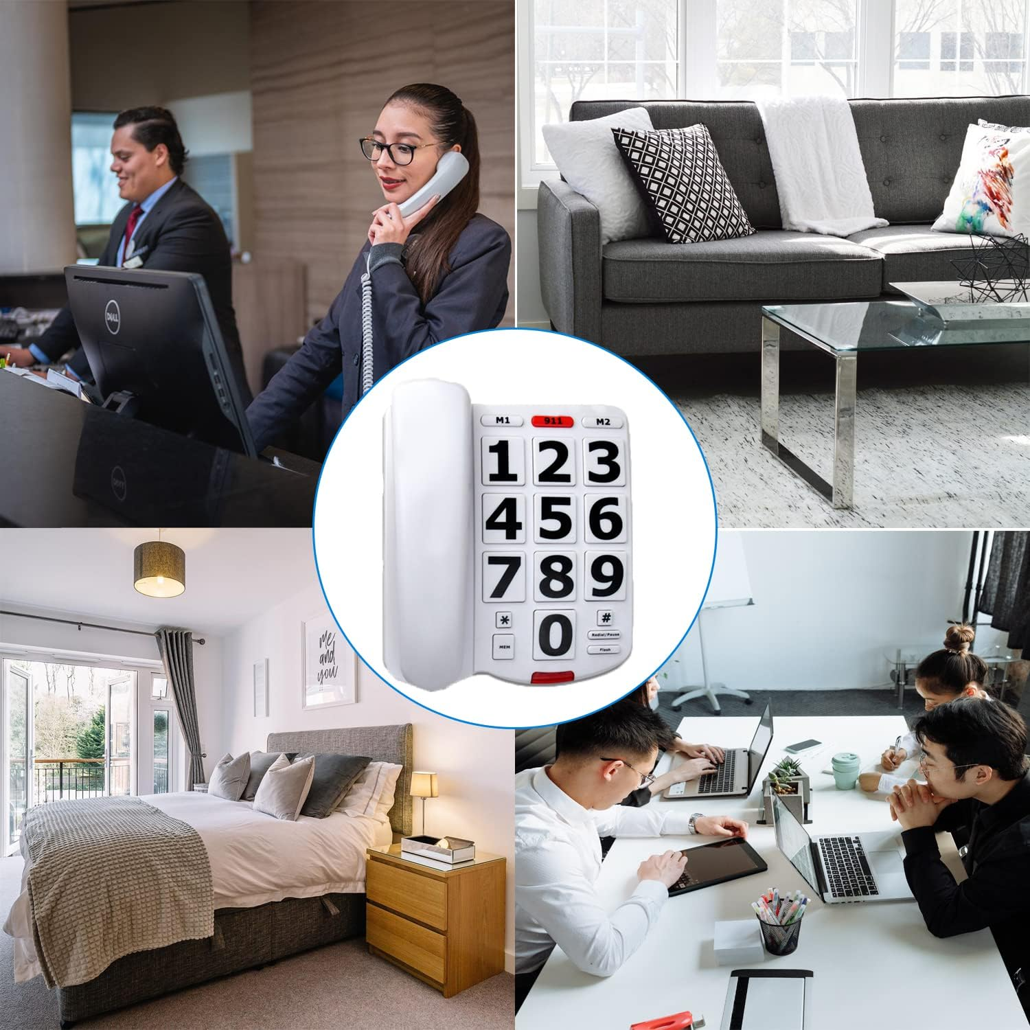 Landline Phone for Seniors, Big Button Phones for Visually Impaired Seniors, with Extra Loud Ringer, Large Easy Buttons, Emergency House Phones image number 5