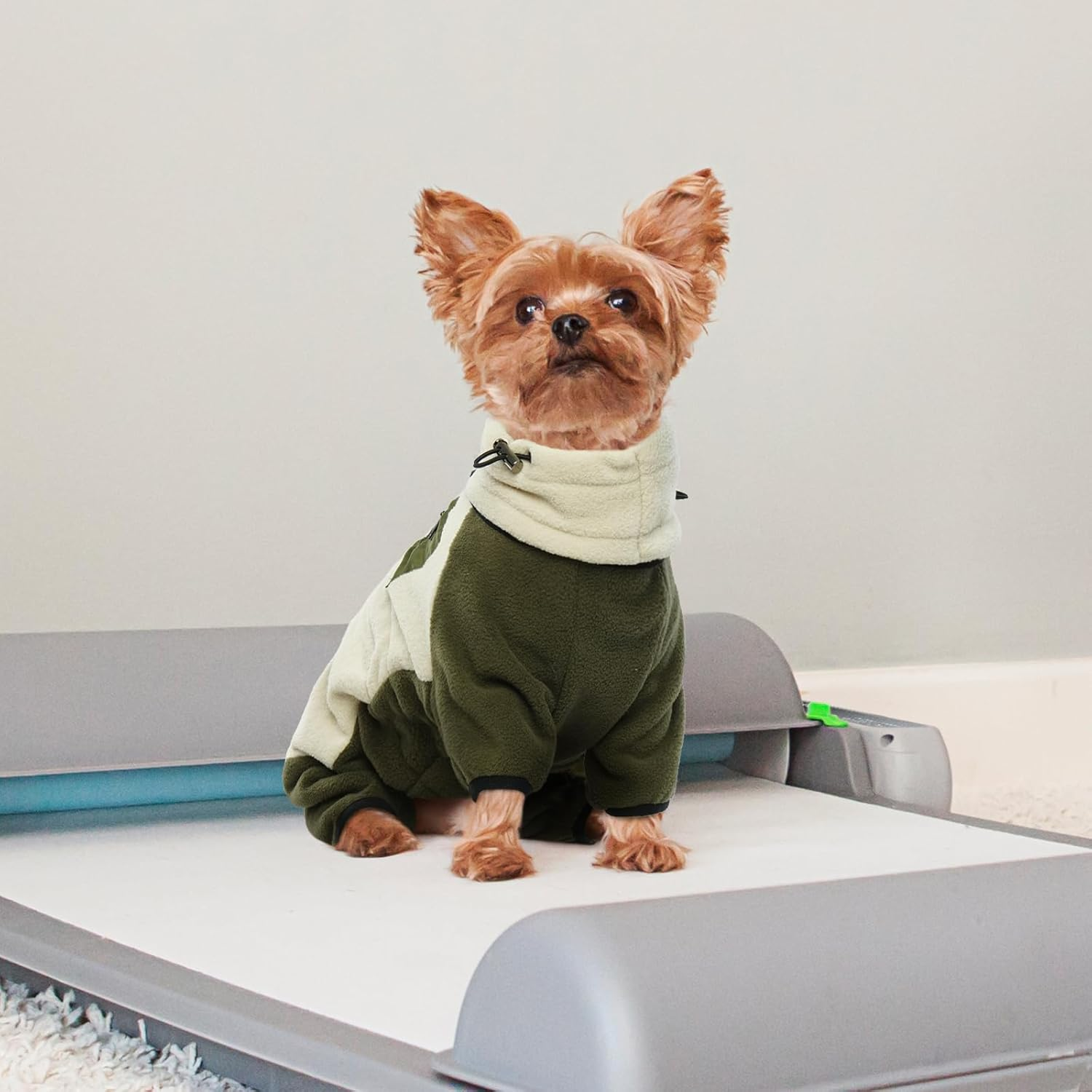 Dog Fleece Coat, Winter Comfy Pullover Dog Pjs Onesie Warm Coats & Jackets with Legs Full Coverage Dog Cold Weather Clothes Cozy with Zipper Closure Indoor & Outdoor Wear(Beige, XL) image number 1