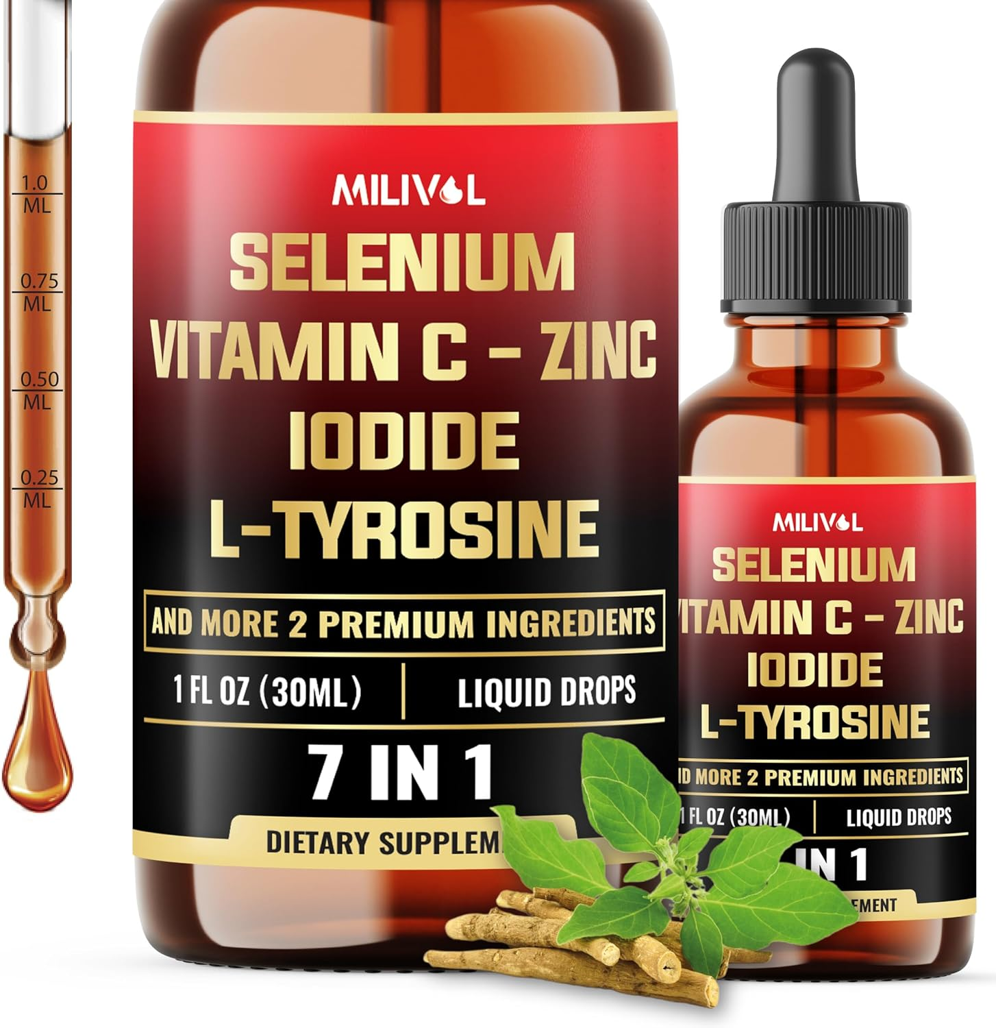 7In1 Selenium Liquid Drops &ndash; 200Mcg Selenomethionine for Men & Women &ndash; Pure Thyroid Support Supplement &ndash; High Absorption Tincture &ndash; for Immune & Energy Support - 30Ml - 60 Day Support image number 1