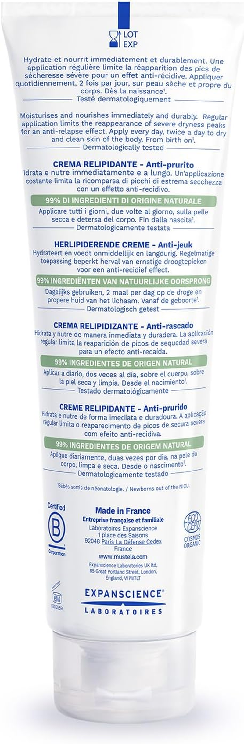 Mustela Stelatopia Anti-Itch Relief Cream Organic, Face and Body, Babies, Children, Whole Family - Extremely Dry Skin or Neurodermatitis, 99% Ingredients of Natural Origin (150 Ml) image number 3