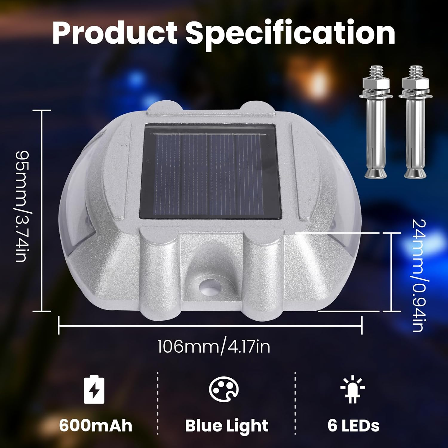 Brightark Driveway Lights, Driveway Solar Lights, Blue Solar Garden Light Deck Lights for Garden Step Sidewalk Stair Ground Pathway, 2 Pack image number 1