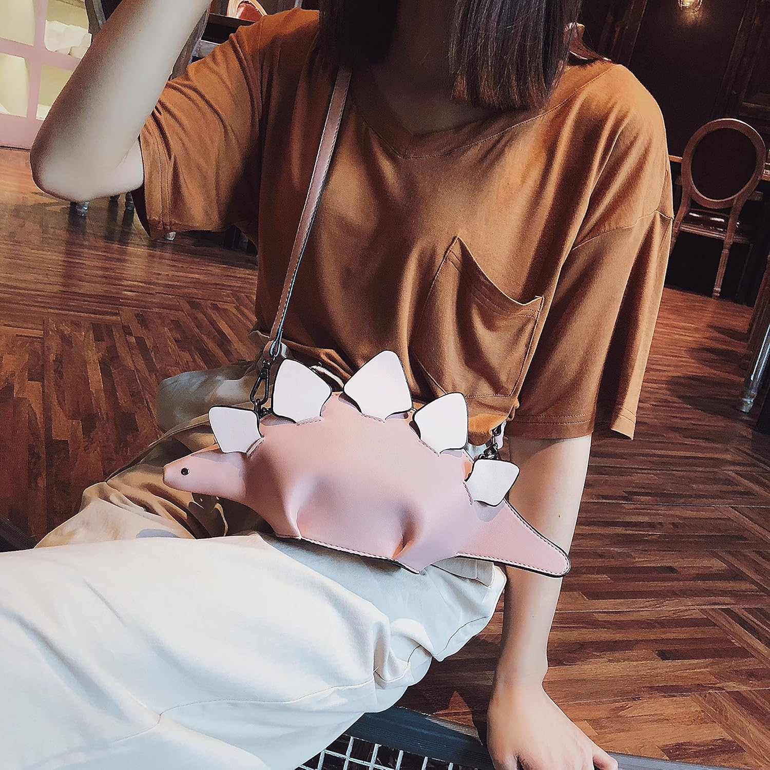 Dinosaur Shoulder Purses,Pu Rivet Tyrannosaurus Rex Crossbody Bag for Girl Women