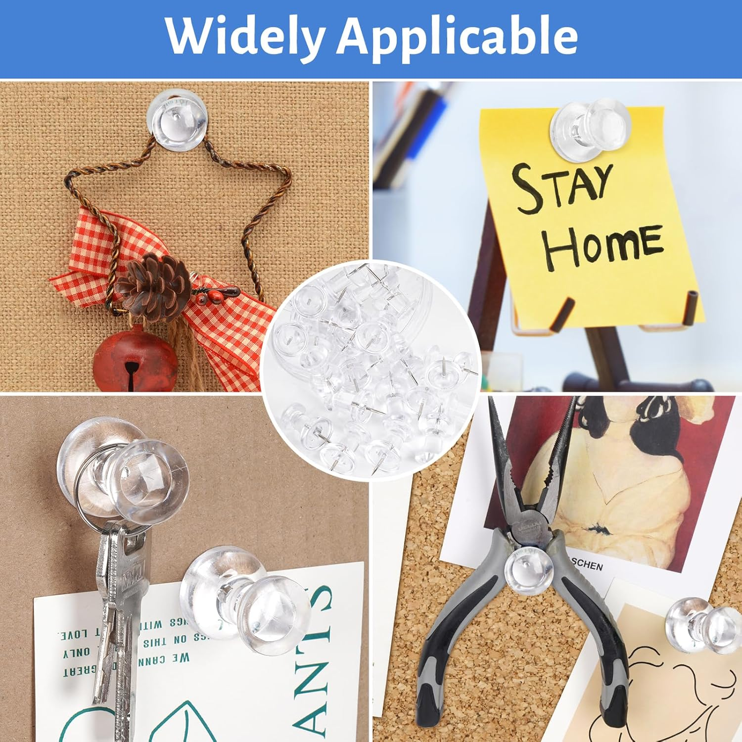 DANRONG 30 PCS Jumbo Push Pins for Bulletin Board, Large Thumb Tacks for Wall, 1.81 Inch, Giant Clear Thumbtacks, Pin Tacks for Cork Board Hanging Maps Photos Posters Calendar, Office School Supplies image number 5