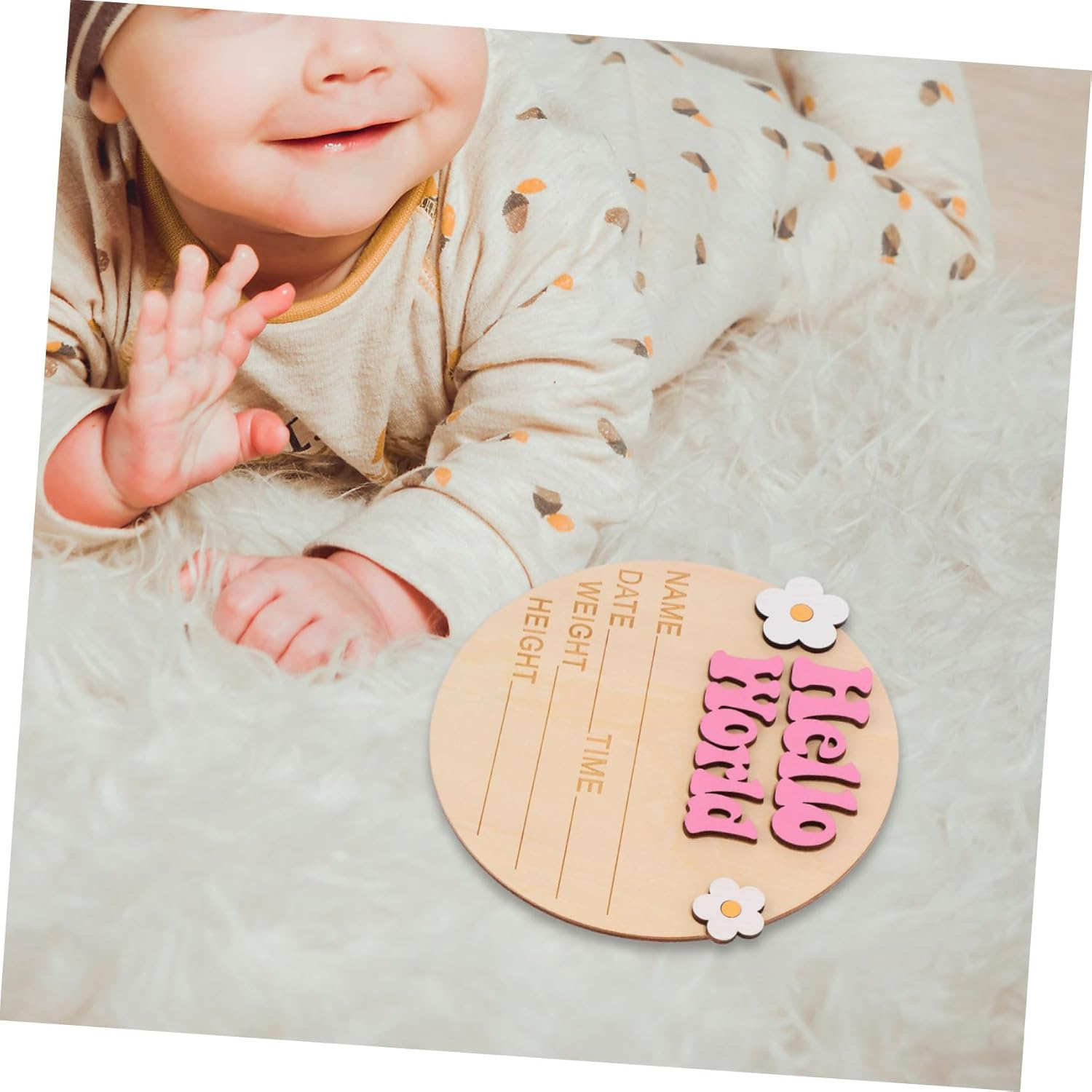 Growth Commemorative Card for Newborn Girl Wood Milestone Sign Birth Announcement Sign for Nursery Wall Decorations Born image number 4