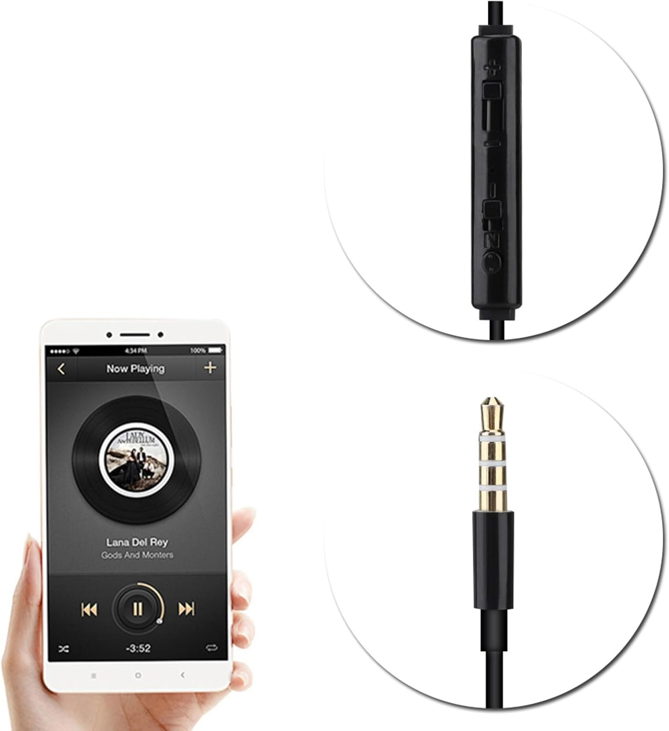 TOPINCN Air Tube Security Earpiece in Ear Headsets with Mic for Ios And, Professional Audio Visual Wired Headsets, Button Control Earphone for Safe Driving and Exercise (Black Line White Tube) image number 4