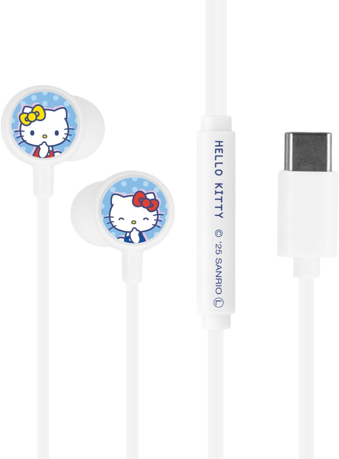 Gourmandies Sanrio Characters with Remote Control Microphone USB Type-C Stereo Earphones Hello Kitty SANG-557KT