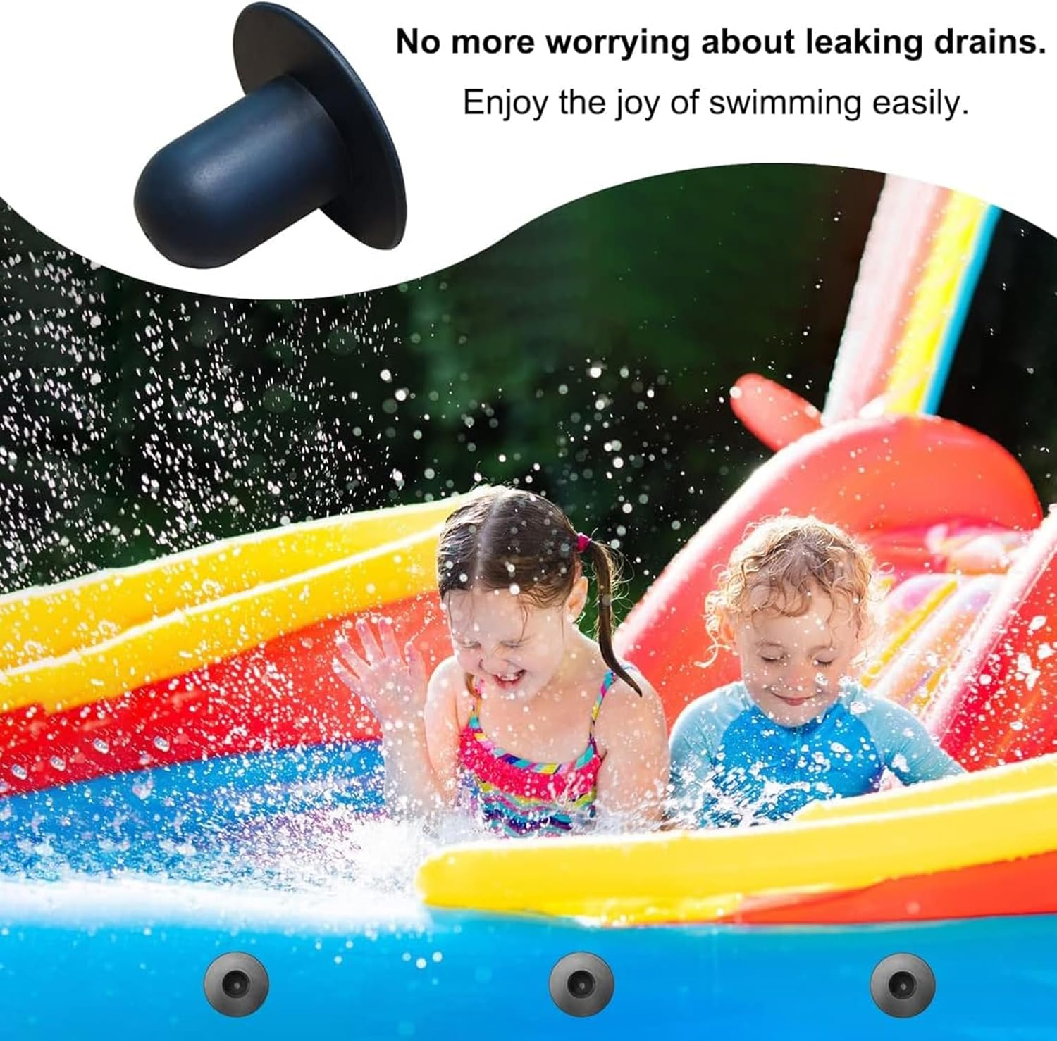 6 PCS Pool Strainer Wall Plugs for above Ground Swimming Pools Stopper Replacement Compatible for Intex & Bestway (Black)