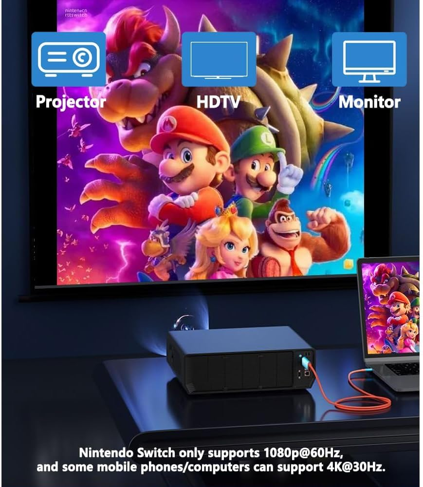 Portable Switch Dock USB C to 4K HDMI Conversion Cable for Nintendo Switch/Switch OLED, TV HDMI Adapter Cable Compatible with Nintendo Switch, Steam Deck, Laptop,Tablet, Mobile Phone image number 1