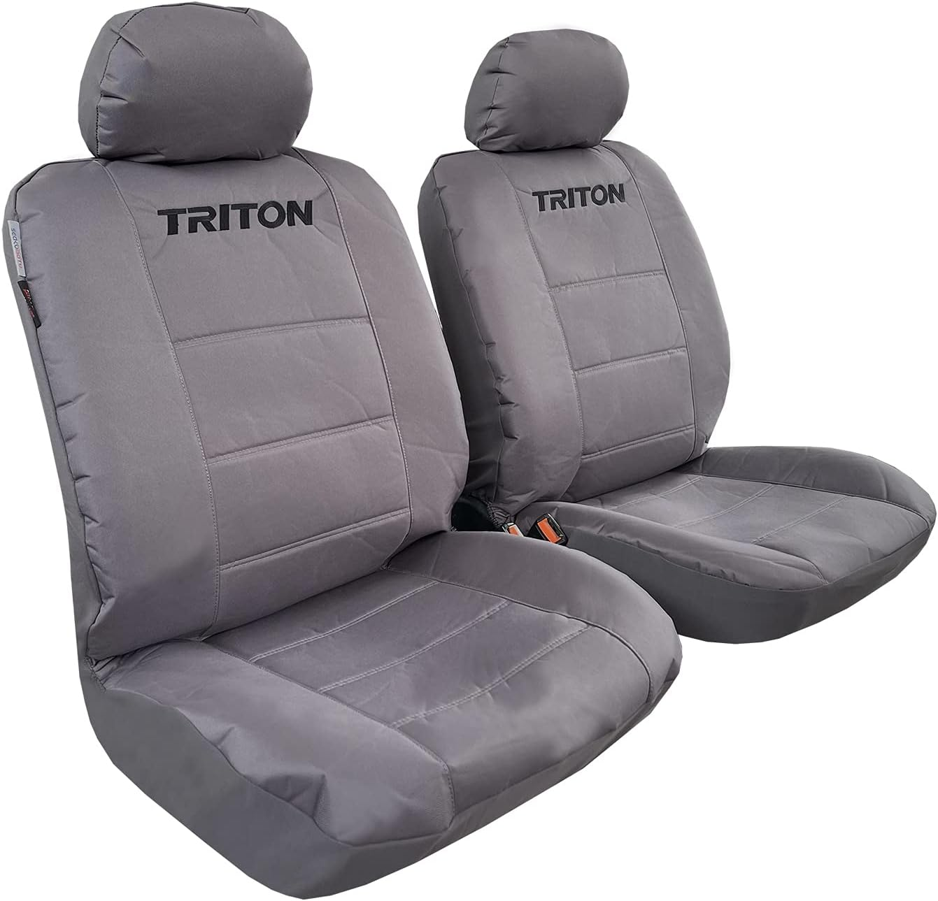 Heavy Duty Canvas Seat Covers for Mitsubishi Triton Dual Cab 2006-2022, Black Waterproof Auto Car Protectors Universal Fit Airbag Compatible - Black Front image number 3