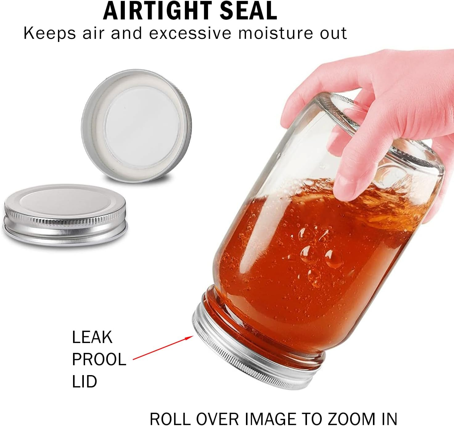 BEWAVE Glass Mason Jars, 16Oz Clear Glass Jars with Lids for Sealing, Regular Mouth Canning Jars for Food Storage, Snacks, Candies, DIY Projects, 4 Pcs image number 4