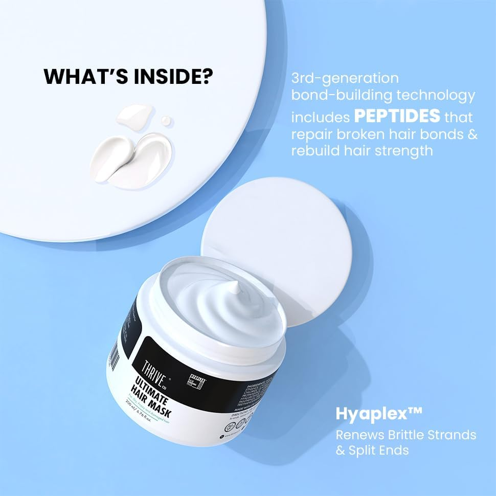 Thriveco Ultimate Hair Mask with Hyaplex&trade;| for Dry, Lifeless, Frizzy, and Damaged Hair | Smooths Frizz, Repairs Damage, Hydrates & Strengthens Hair | 200 Ml