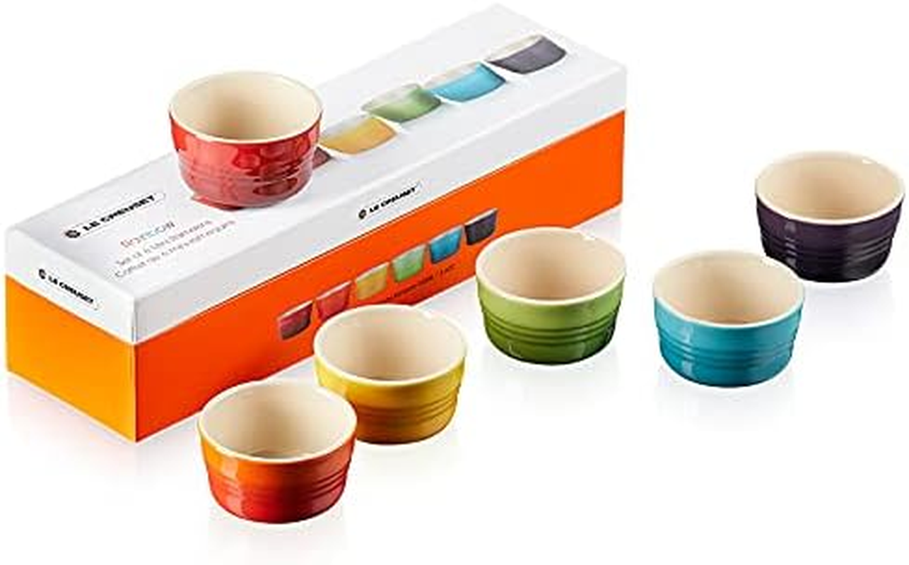 Le Creuset Set of 6 Mini Rainbow Ramekin, Stoneware,Rainbow, 100 Ml image number 2