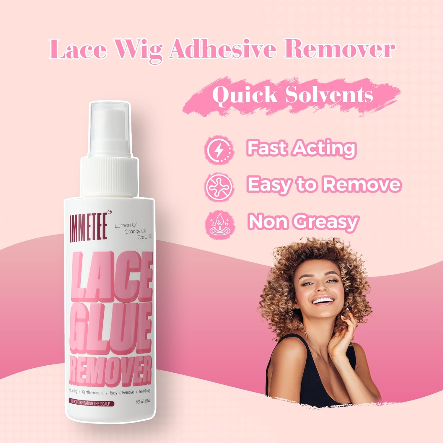 Immetee Tape in Extension Remover Spray, Fast Acting Hair Extensions Wig Glue Remover, Tape in Remover 4Oz/120Ml image number 2