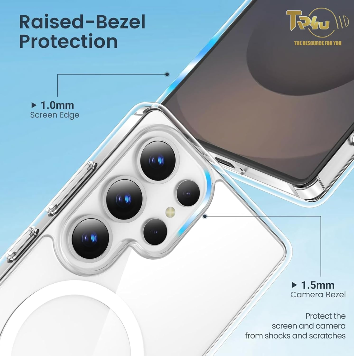 TR4U the Resource for You Clear Magnetic Case Compatible with Samsung Galaxy S25 Ultra [Anti-Yellowing][Military Grade Drop Protection], Hard Back Cover, Compatible with Magsafe Accessories (2025) image number 6