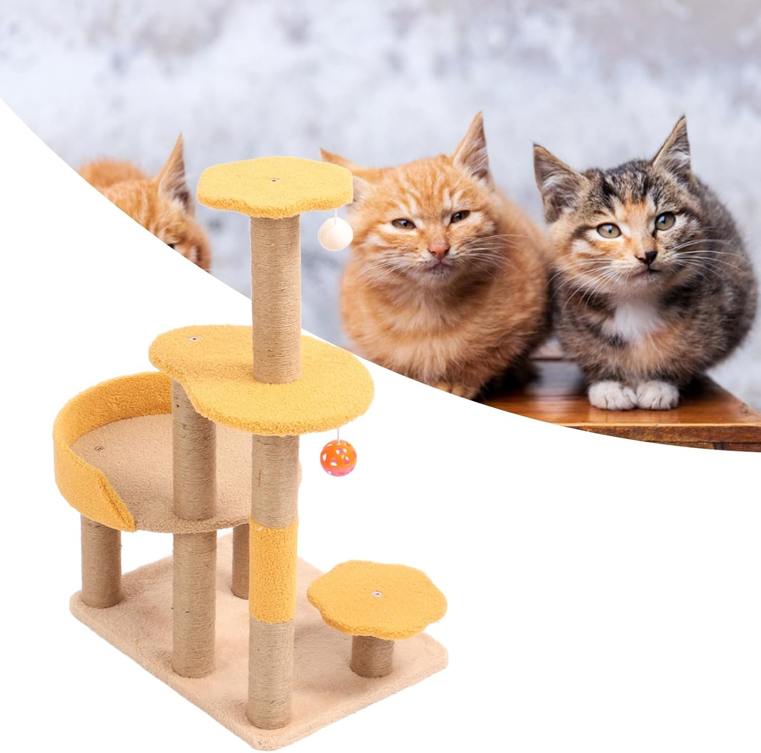 Cat Tree, Fun Innocative Large Space Multi Level Cat Tower with Sisal Cat Scratch Post Rope Toy for Cats Kittens, Scratch Resistant Sisal Post image number 1