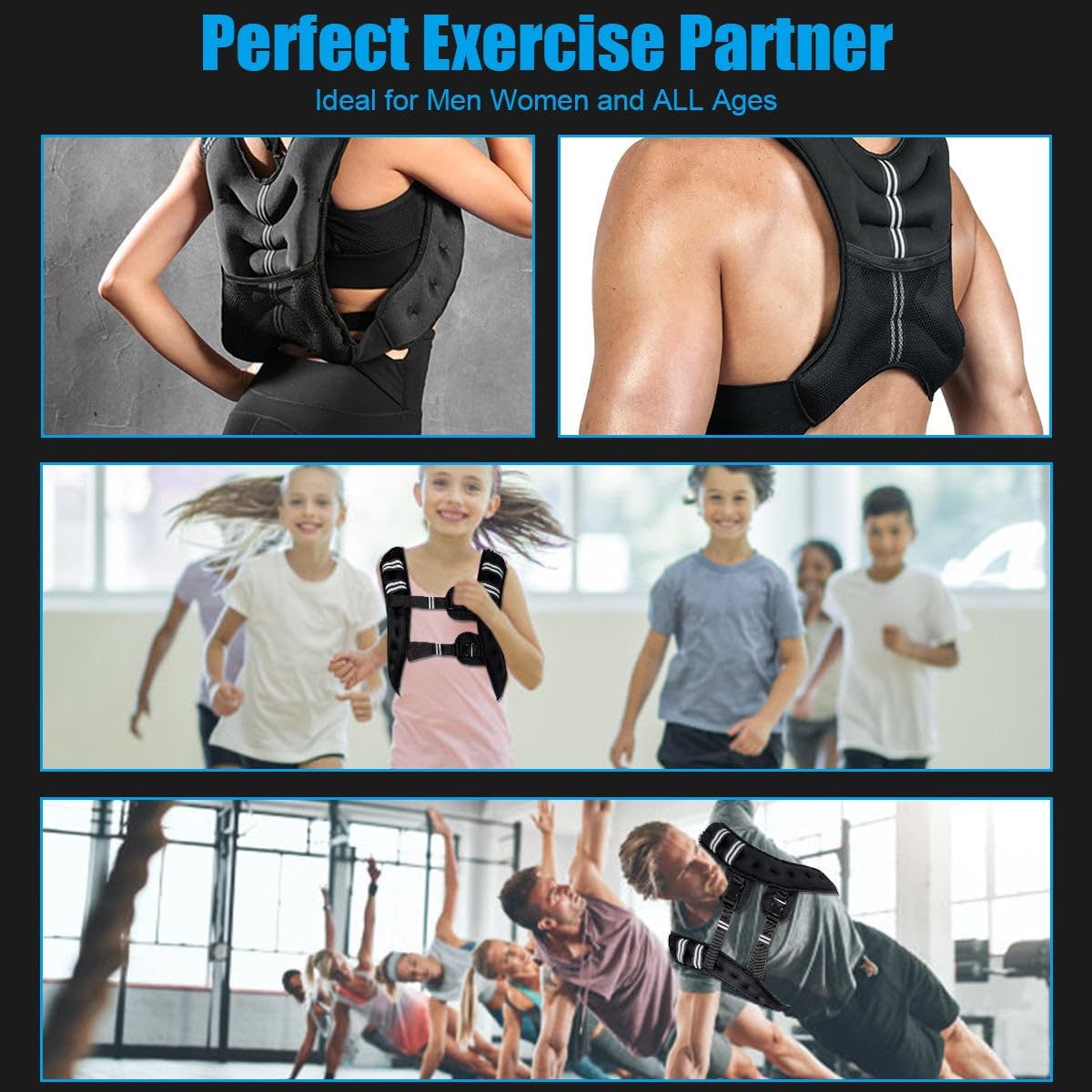 Weighted Vest, 3KG/5KG/8KG/10KG Body Weight Vests,Adjustable Weight Vest with Reflective Stripe for Workout, Strength Training, Running, Fitness, Muscle Building, Weight Loss, Weightlifting image number 6