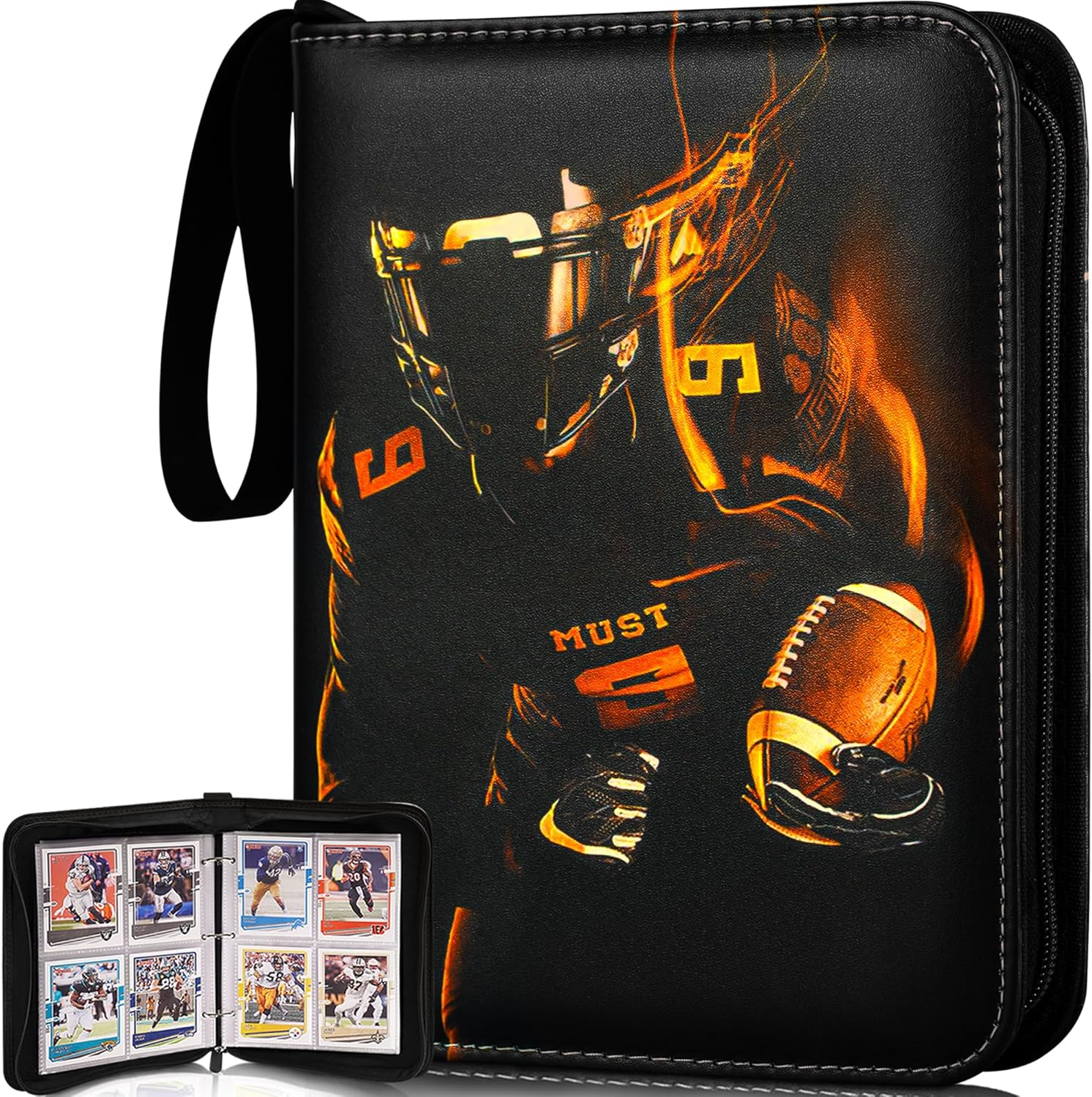 RONMONG Football Card Binder,2024 Sports Trading Card with Sleeves Holder Album,990 Pockets Rugby Card Holder Sheets Display Storage Protectors for Collectors Boys and Girls Gift