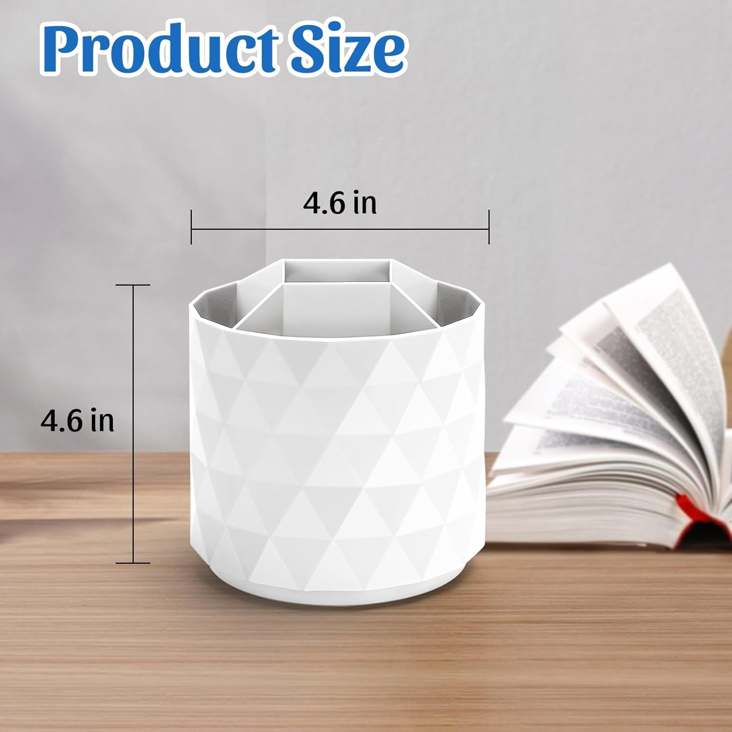 DUOMIAO Desk Organizer,Sparkling Diamond-Like Pen Holder for Desk 360&deg;Rotating Office Desk Accessories,Pencil Cup with 5 Compartments Storage Box Caddy for Office,School,Home,Art Supply. (White) image number 1