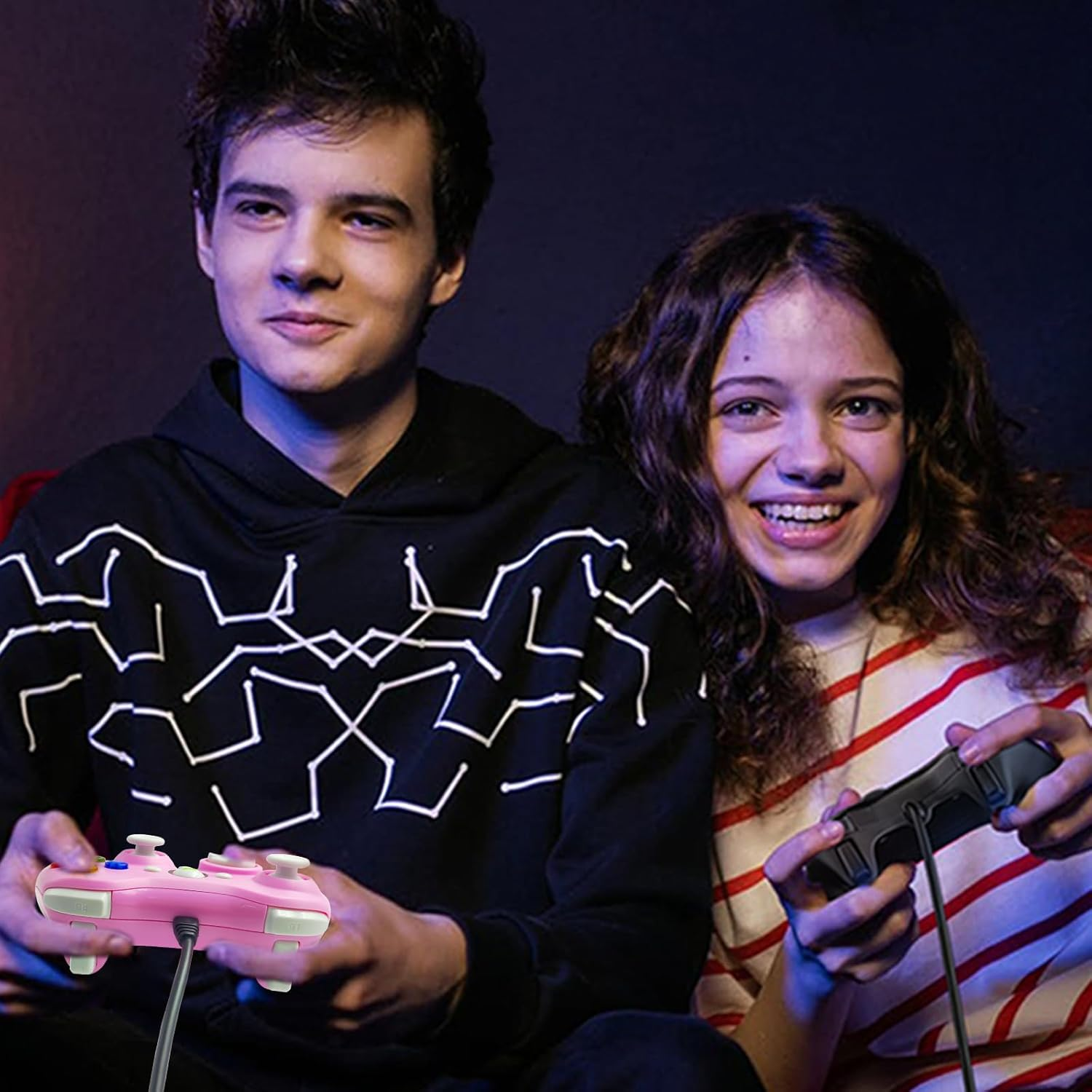 DYONDER Wired PC Controller,Game Controller Joystick with Dual-Vibration Turbo and Hall Trigger Buttons for Windows PC/ PS3/ Android TV Box/Tesla(Pink)) image number 6