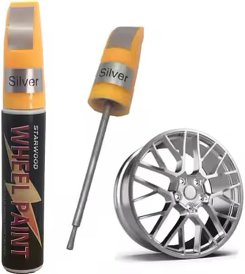 STR Silver Rim Touch up Paint, Wheel Repair Paint Quick and Easy, for Cars Wheel, Car Repair, Universal Color for Rims