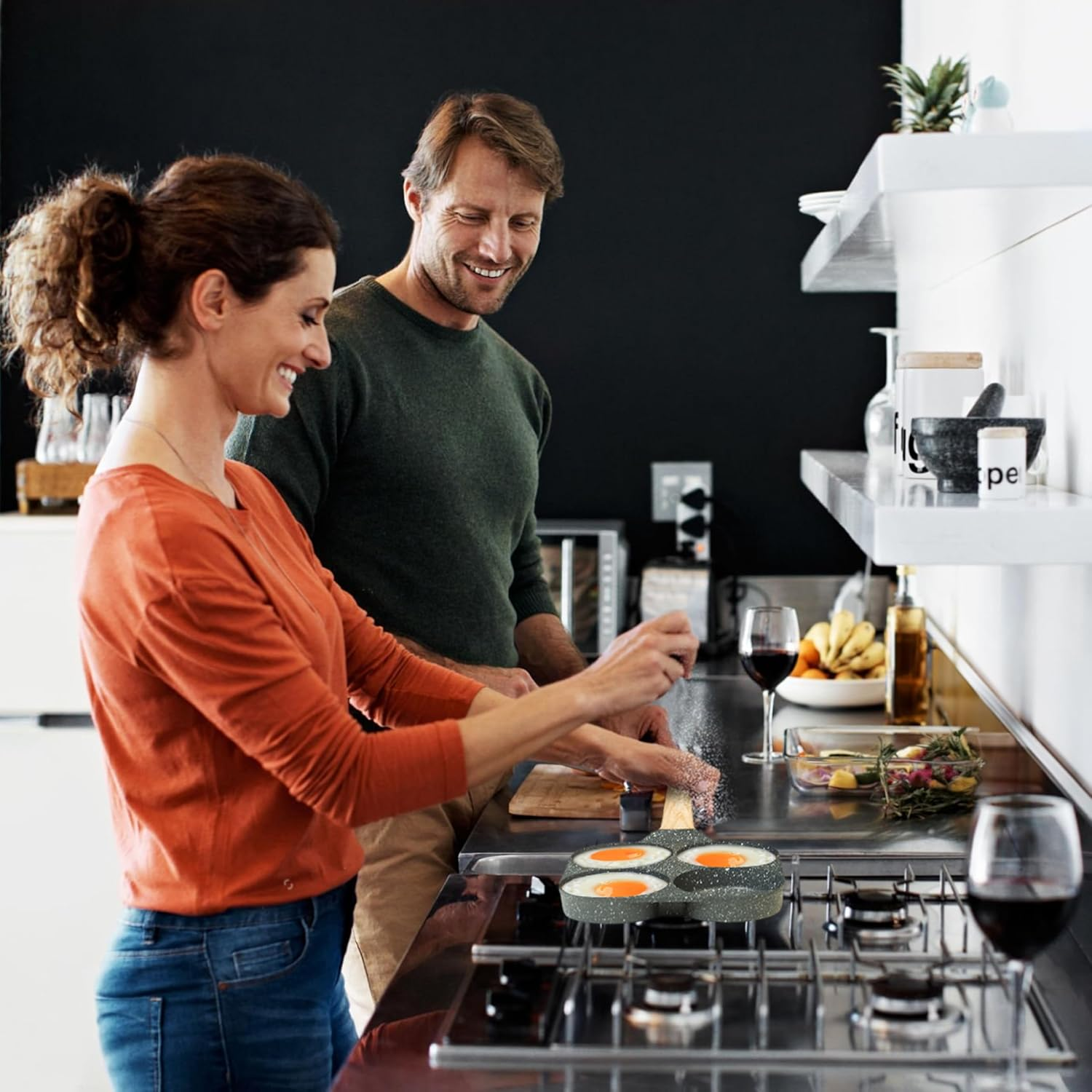 Joeji'S Kitchen 4 Part Egg Frying Pan Non Stick - Pancake Crepe Eggs Pan - 19Cm Pancake Pan for Cooking Healthy French Toast, Burger, Omelette and More with Less Oil image number 2