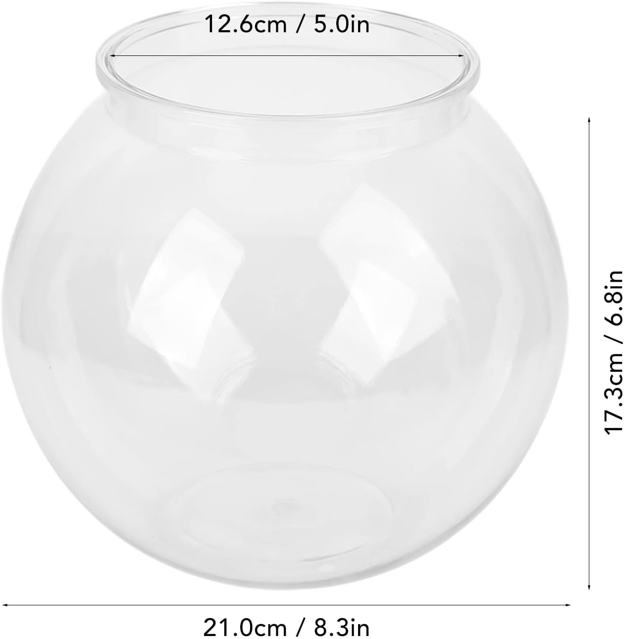 Plastic Fish Bowl, Plastic Ivy Bowl, Unbreakable round Aquarium Goldfish Bowl, for Carnival Games, Home Decor, Halloween, Candy, Table Centerpieces, Party Decorations (L) image number 3