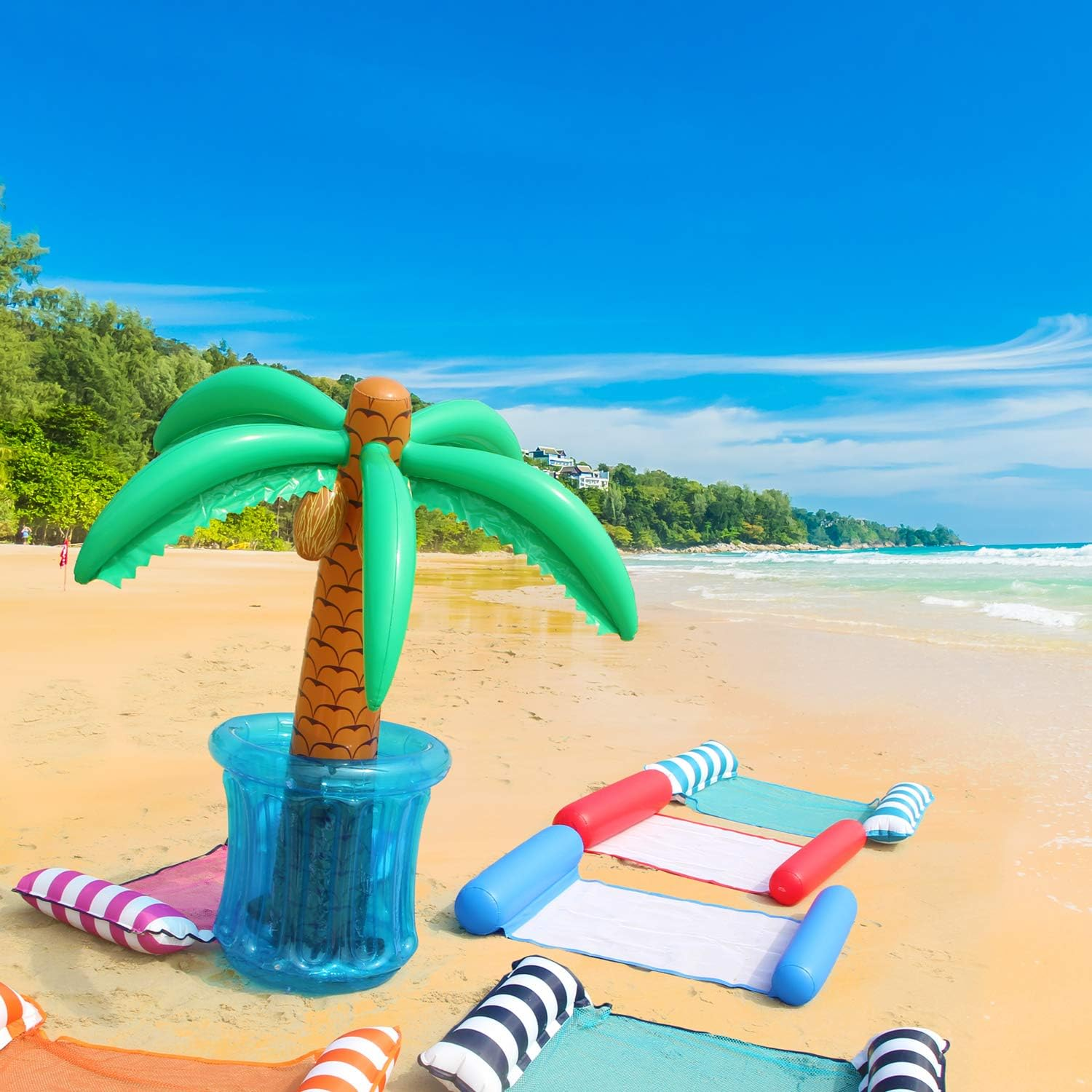 PARENTSWELL 63&rdquo;Inflatable Palm Tree Cooler, Summer Swimming Party Decoration, Party Supplies for Pool Party, Tropically Themed Party Luau Party and Hawaiian Party image number 6